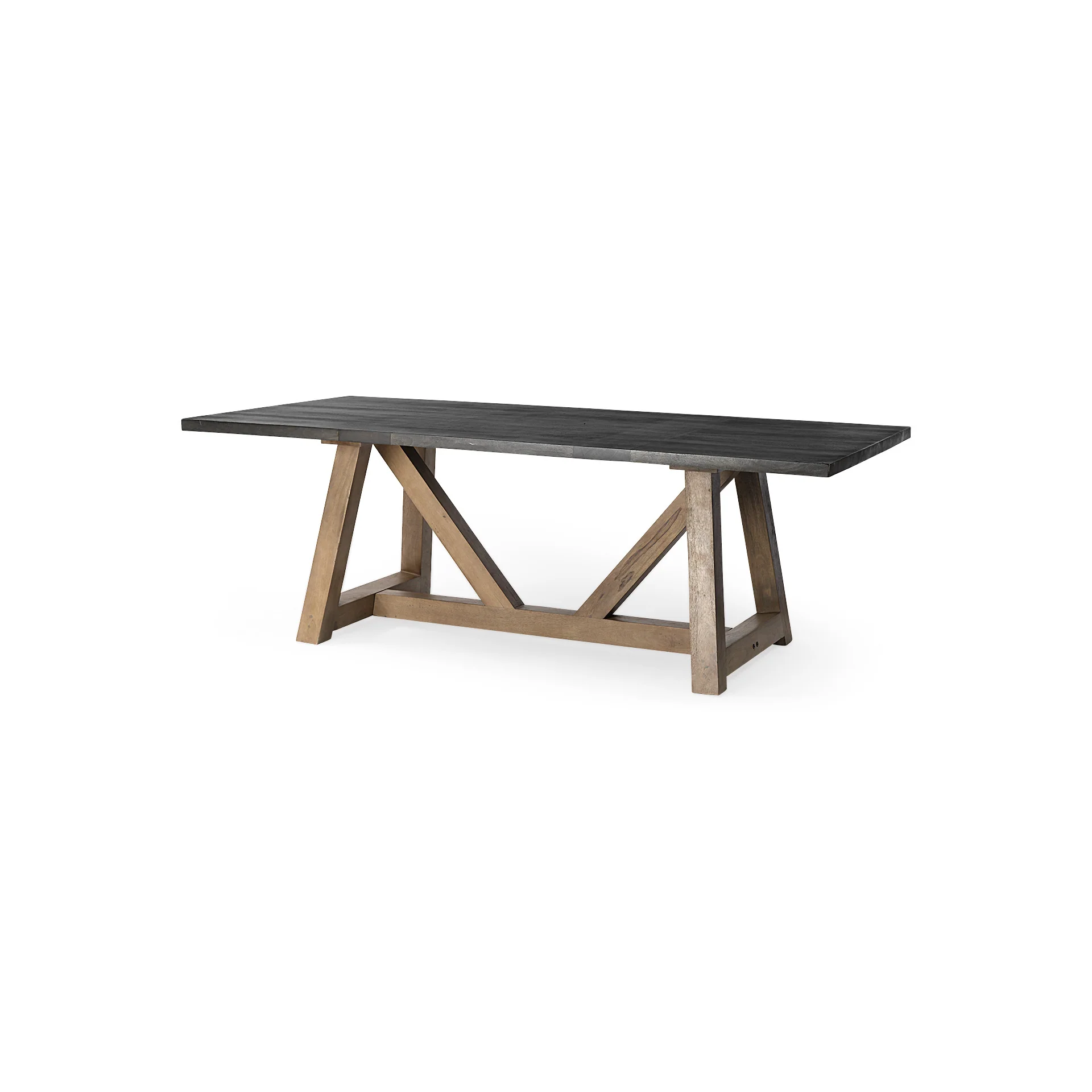 Rectangular Two Tone Brown Solid Wood Dining Table By Homeroots - 380471 - Image 2