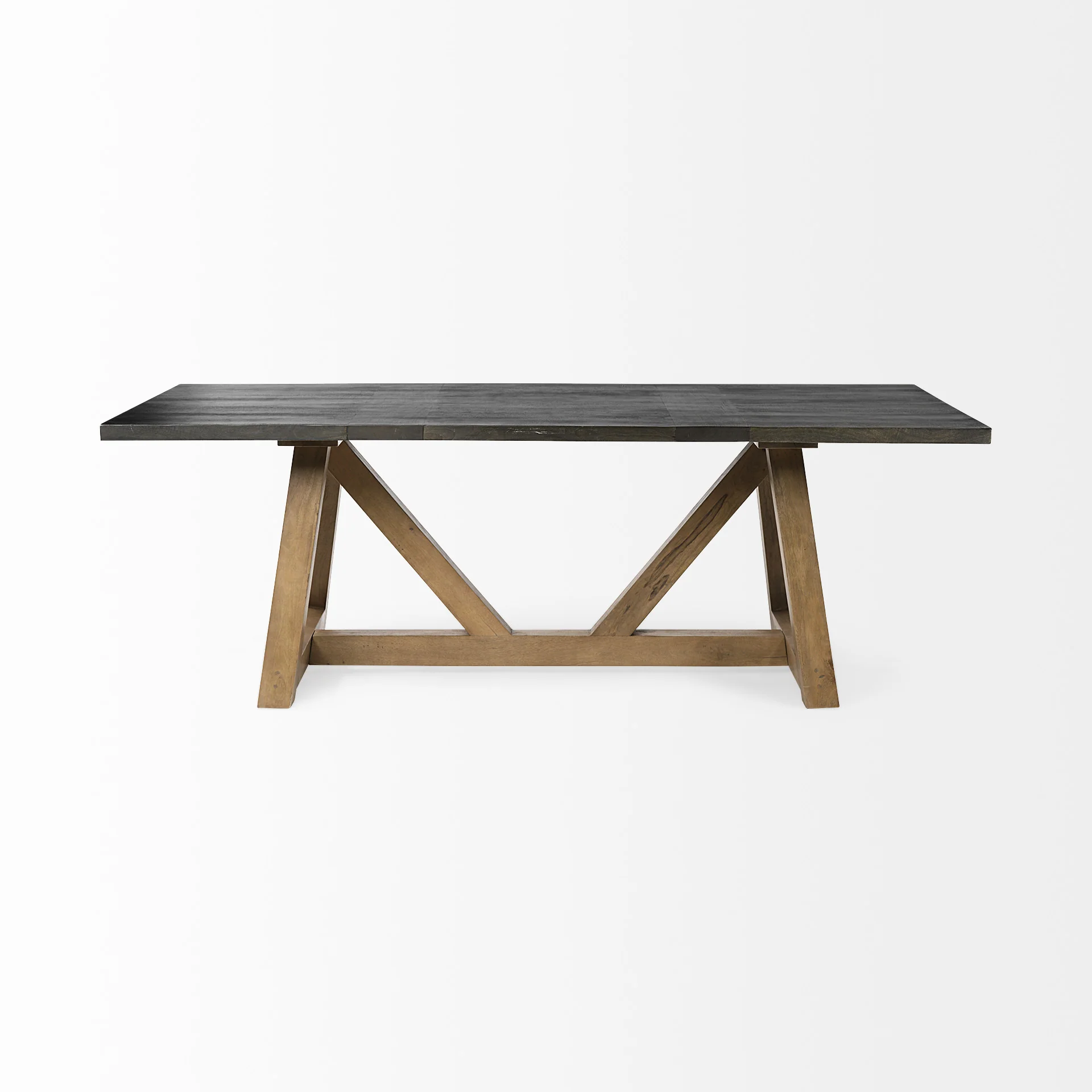 Rectangular Two Tone Brown Solid Wood Dining Table By Homeroots - 380471 - Image 3