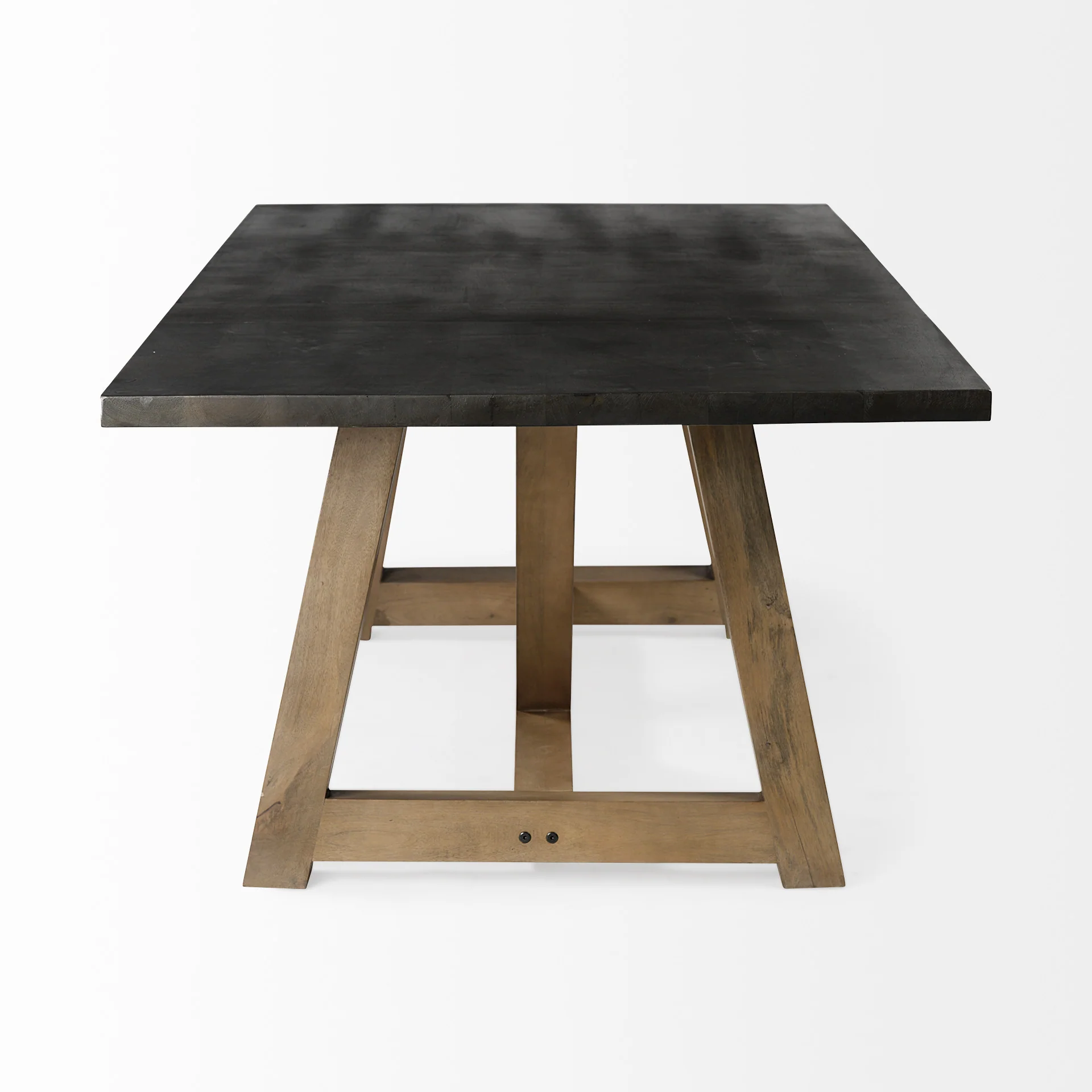 Rectangular Two Tone Brown Solid Wood Dining Table By Homeroots - 380471 - Image 4