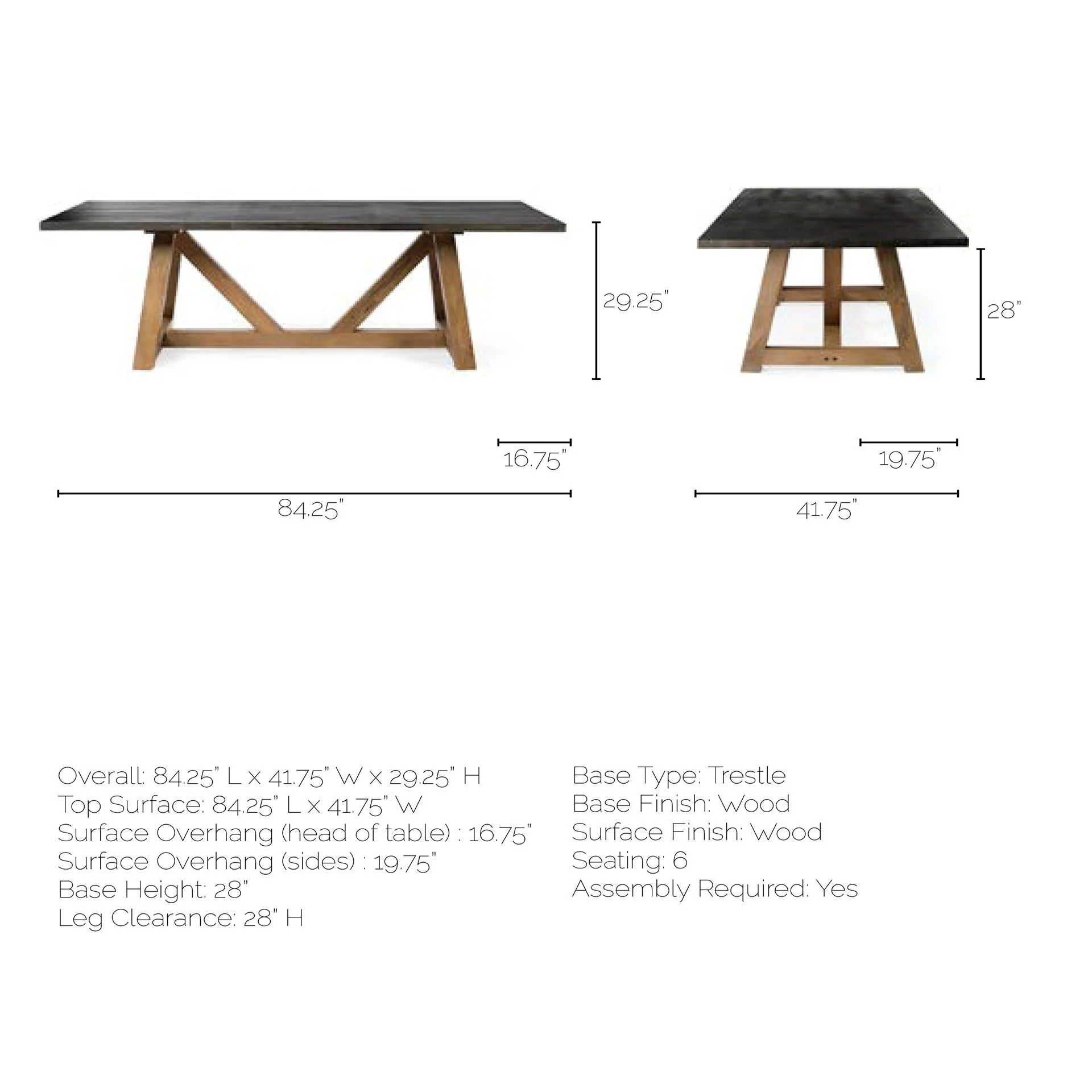 Rectangular Two Tone Brown Solid Wood Dining Table By Homeroots - 380471 - Image 9