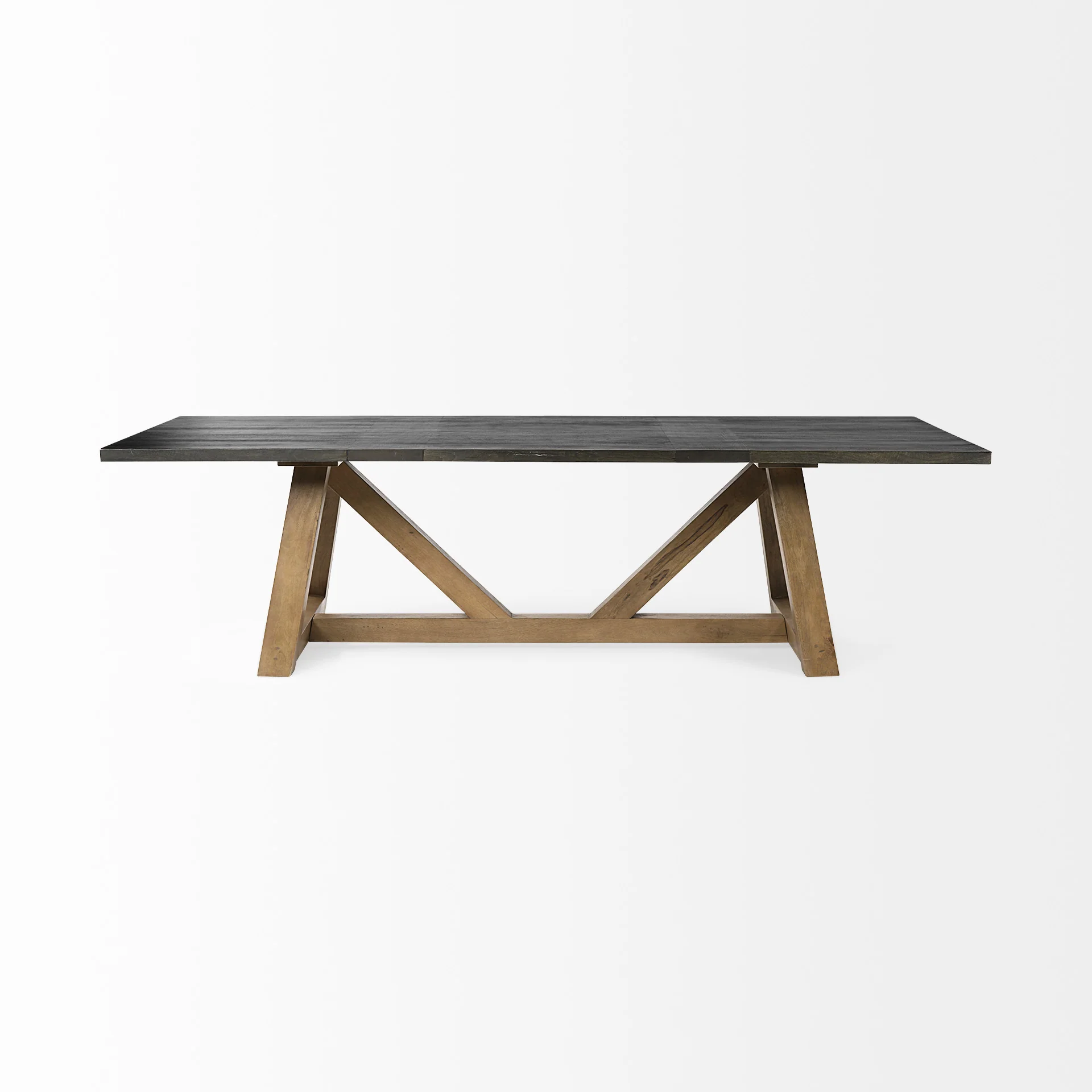 Rectangular Two Tone Brown Solid Wood Dining Table By Homeroots - 380472 - Image 2