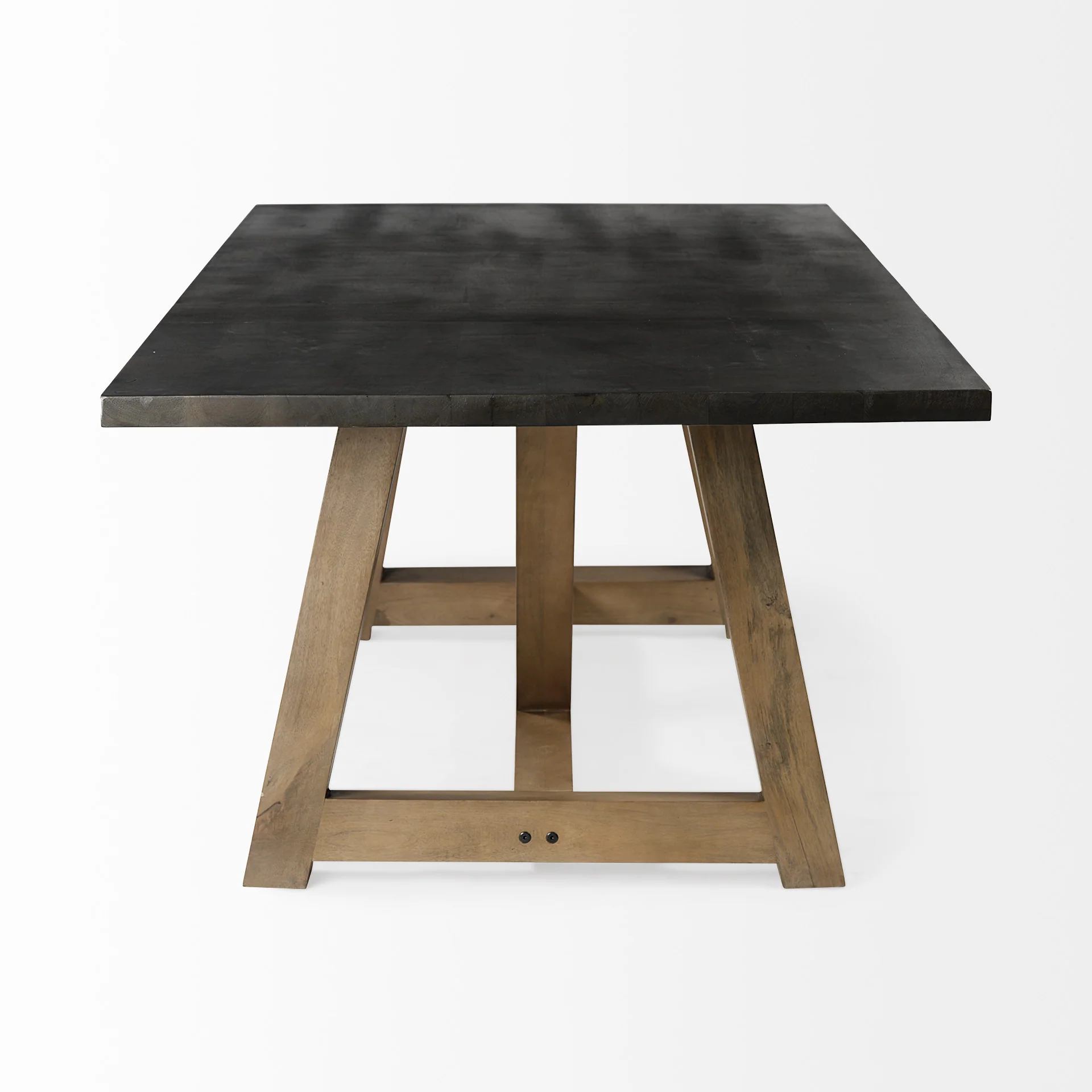 Rectangular Two Tone Brown Solid Wood Dining Table By Homeroots - 380472 - Image 3