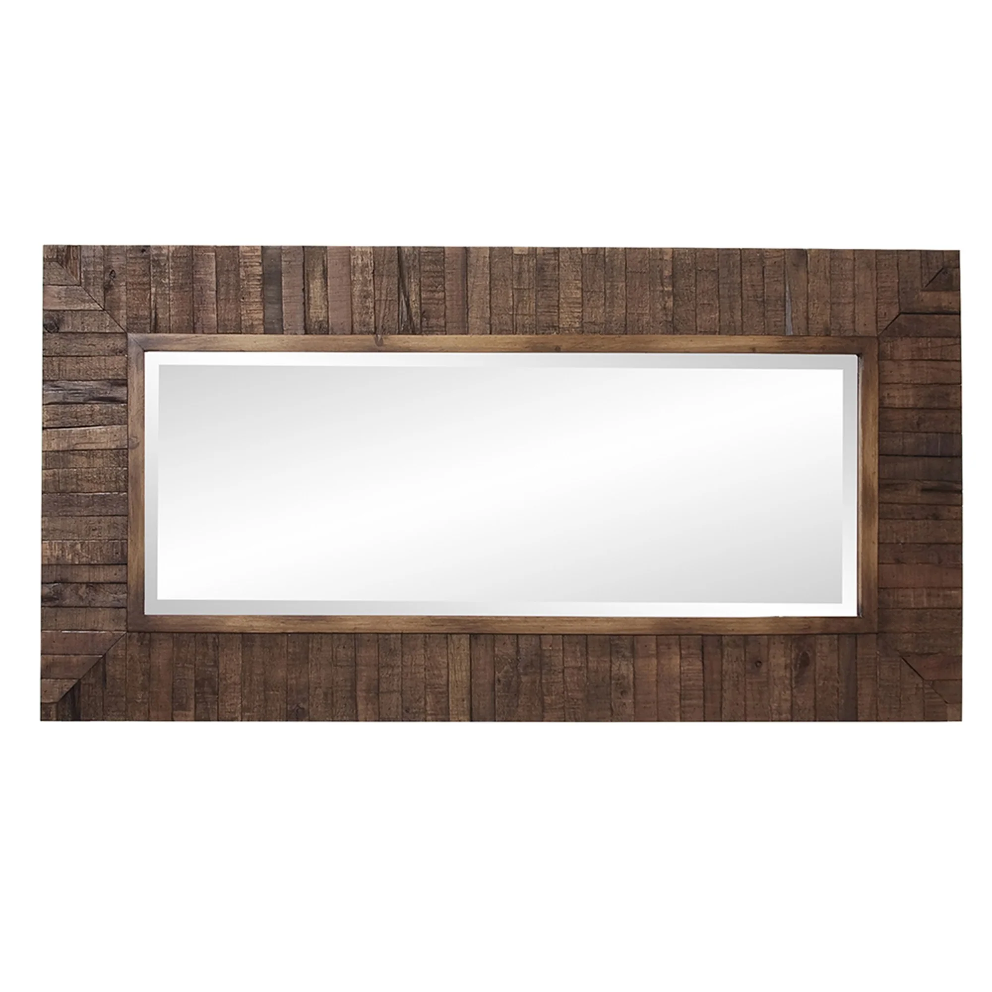 Rectangular Weathered Walnut Stain Strips Mirror By Homeroots - Image 4
