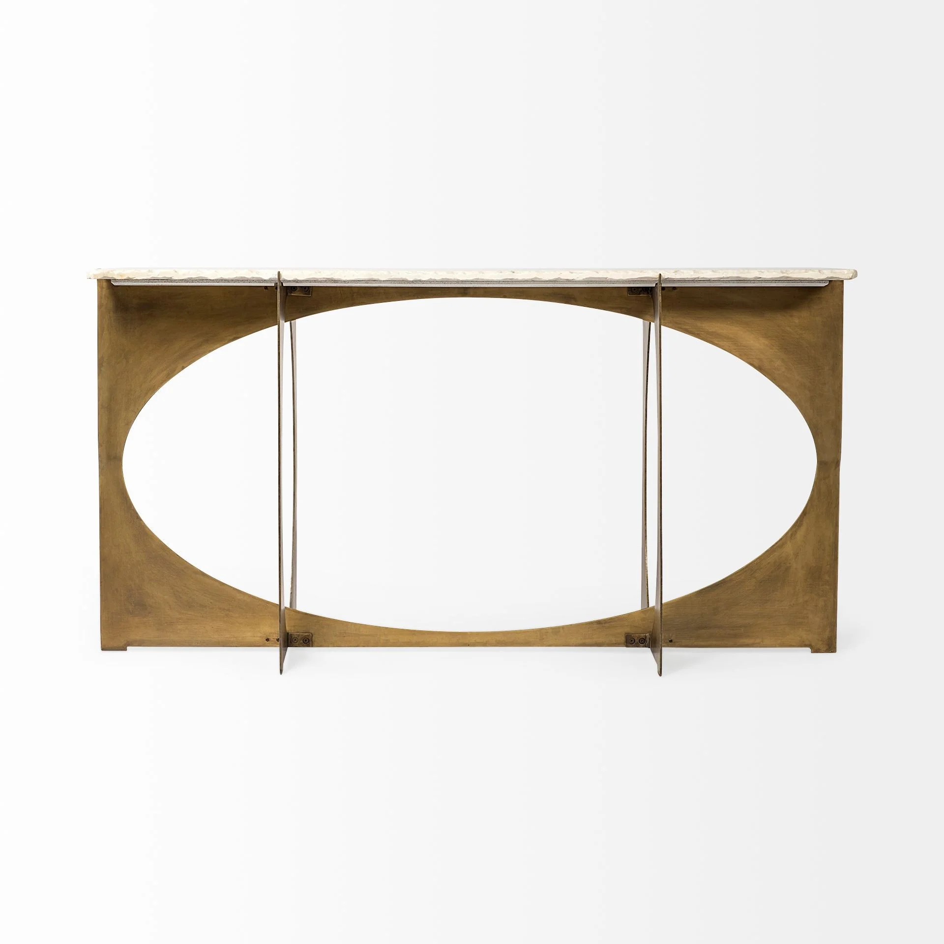 Rectangular White Marble Console Table With Gold Metal Base By Homeroots - Image 2