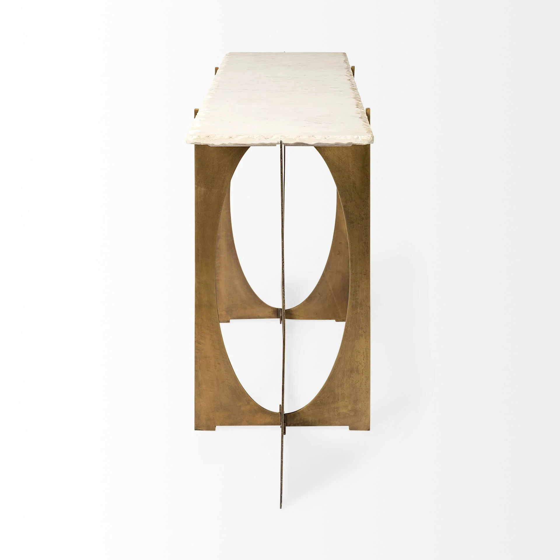 Rectangular White Marble Console Table With Gold Metal Base By Homeroots - Image 3