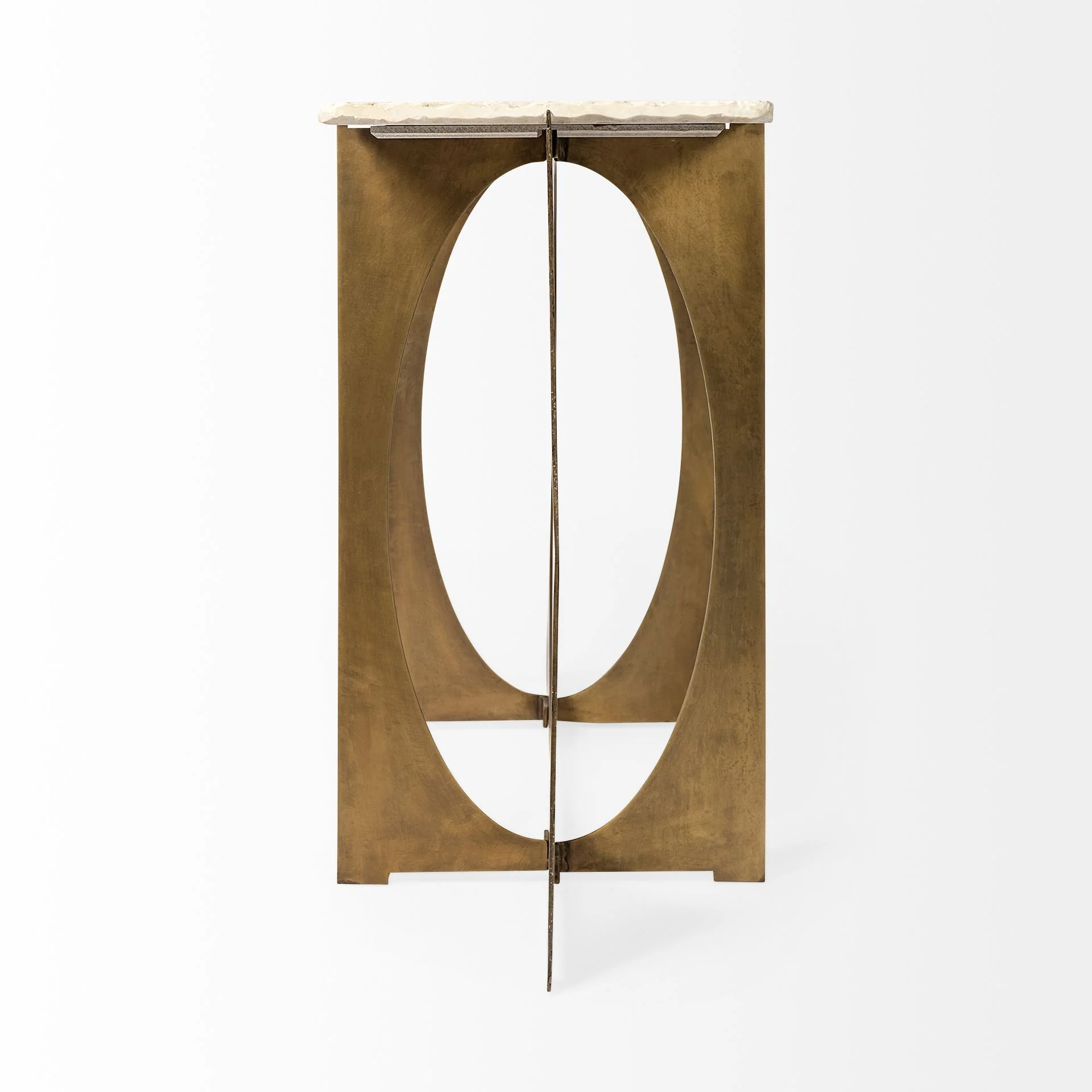 Rectangular White Marble Console Table With Gold Metal Base By Homeroots - Image 4