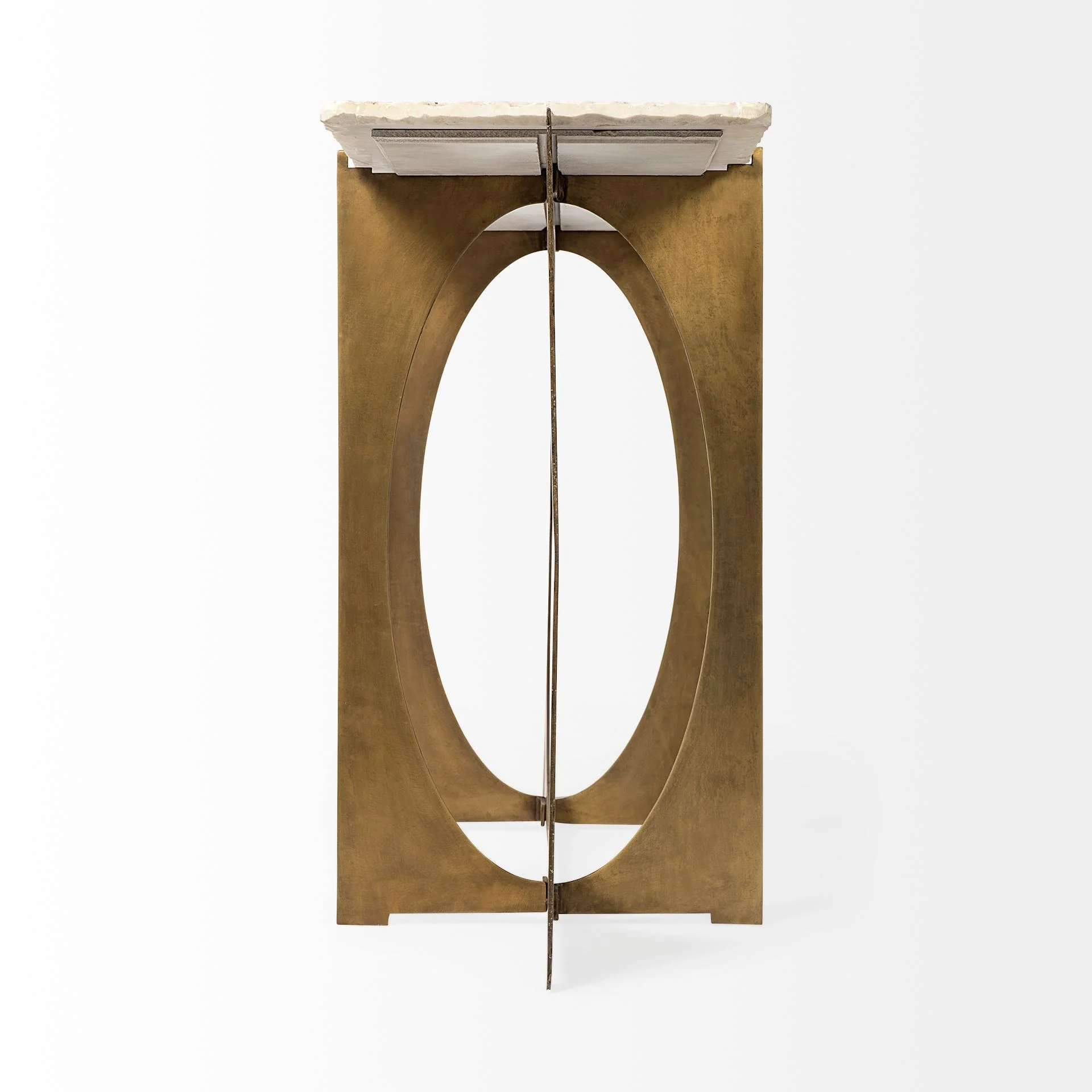 Rectangular White Marble Console Table With Gold Metal Base By Homeroots - Image 5