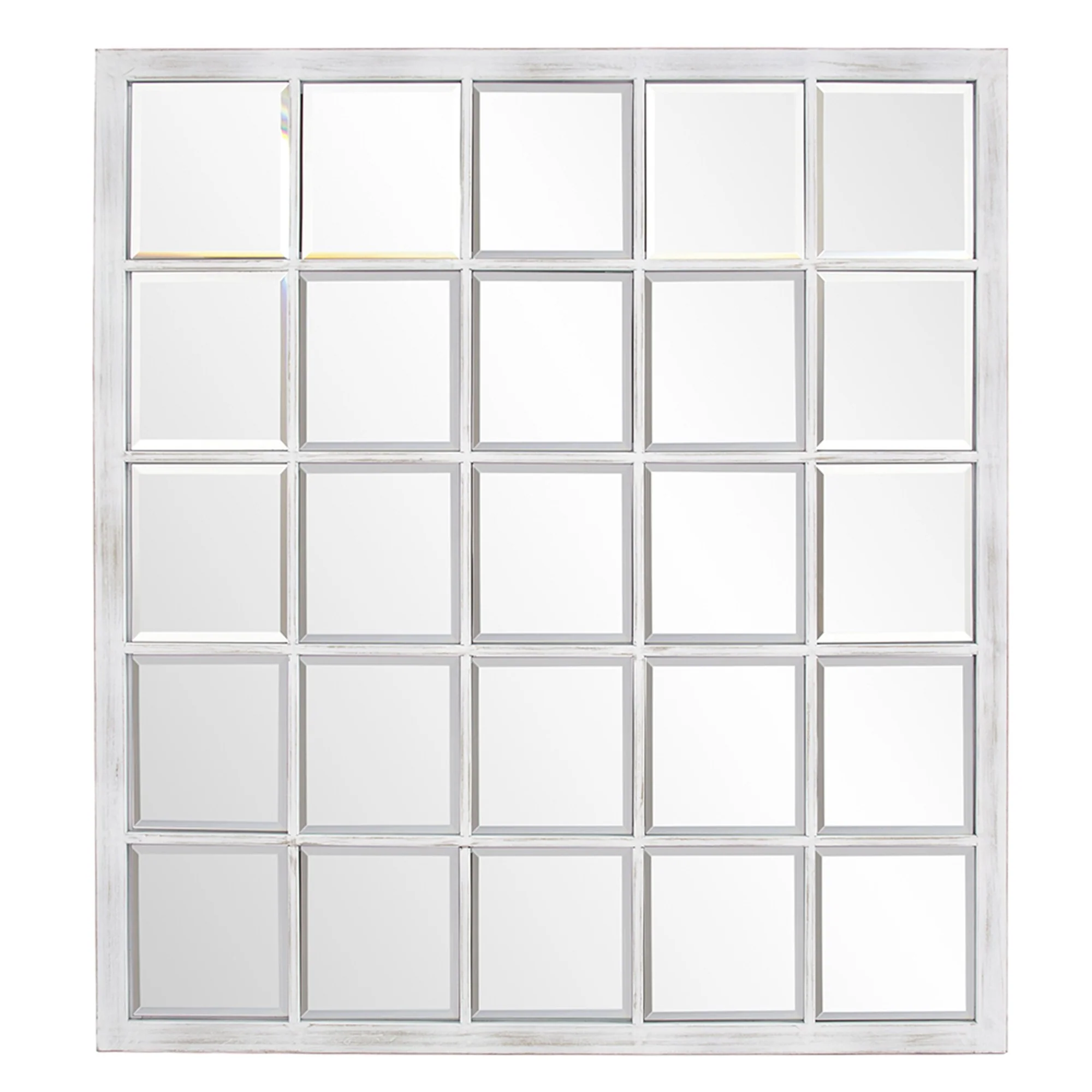 Rectangular Whitewash Window Pane Tile Mirror By Homeroots - Image 2