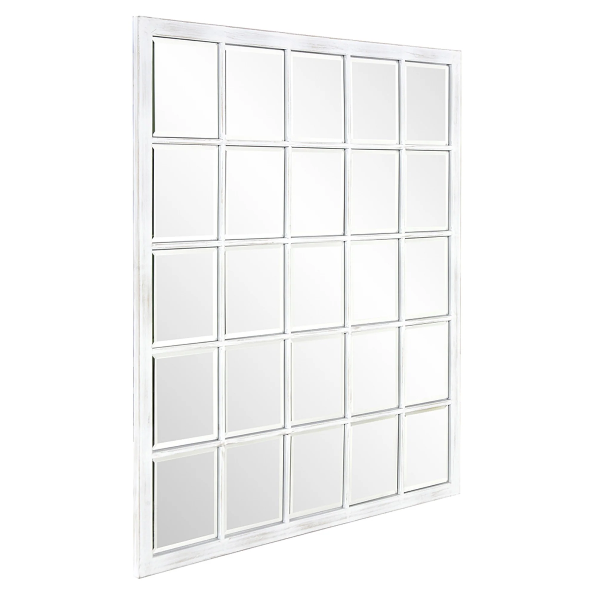 Rectangular Whitewash Window Pane Tile Mirror By Homeroots - Image 3