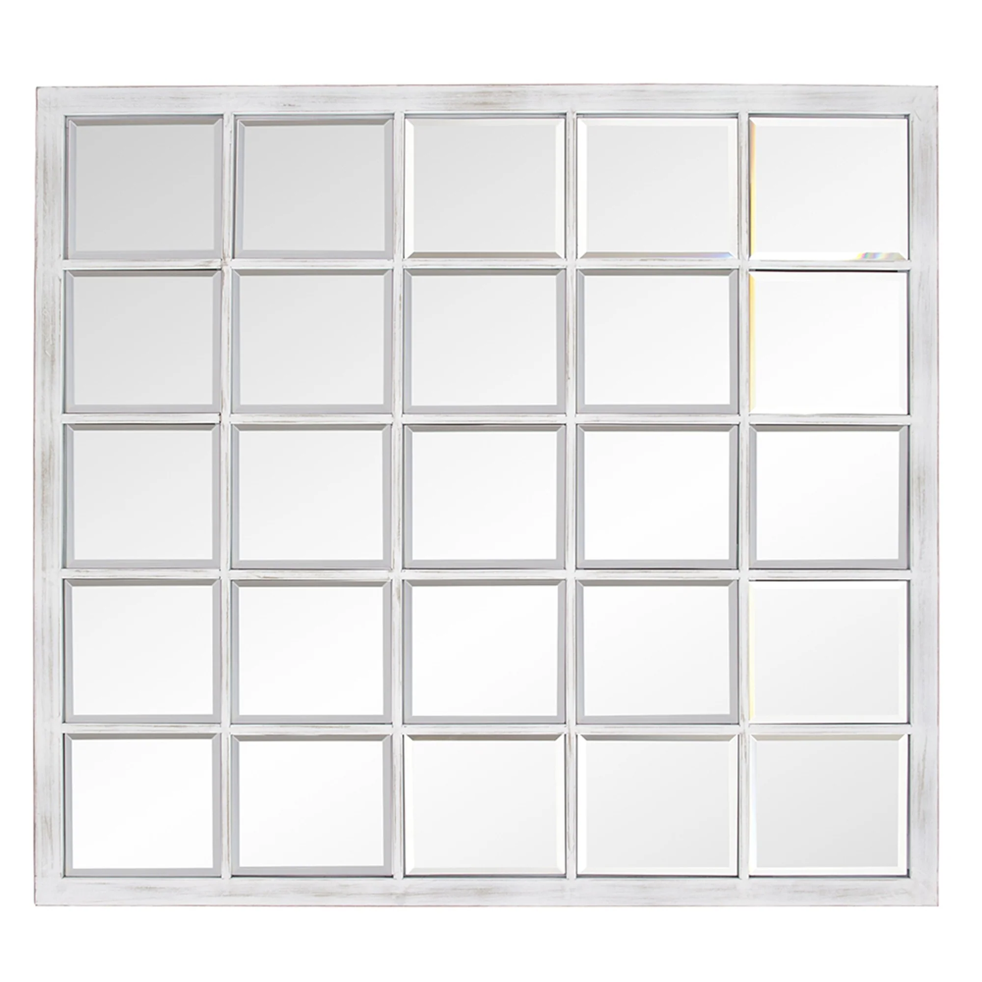 Rectangular Whitewash Window Pane Tile Mirror By Homeroots - Image 4