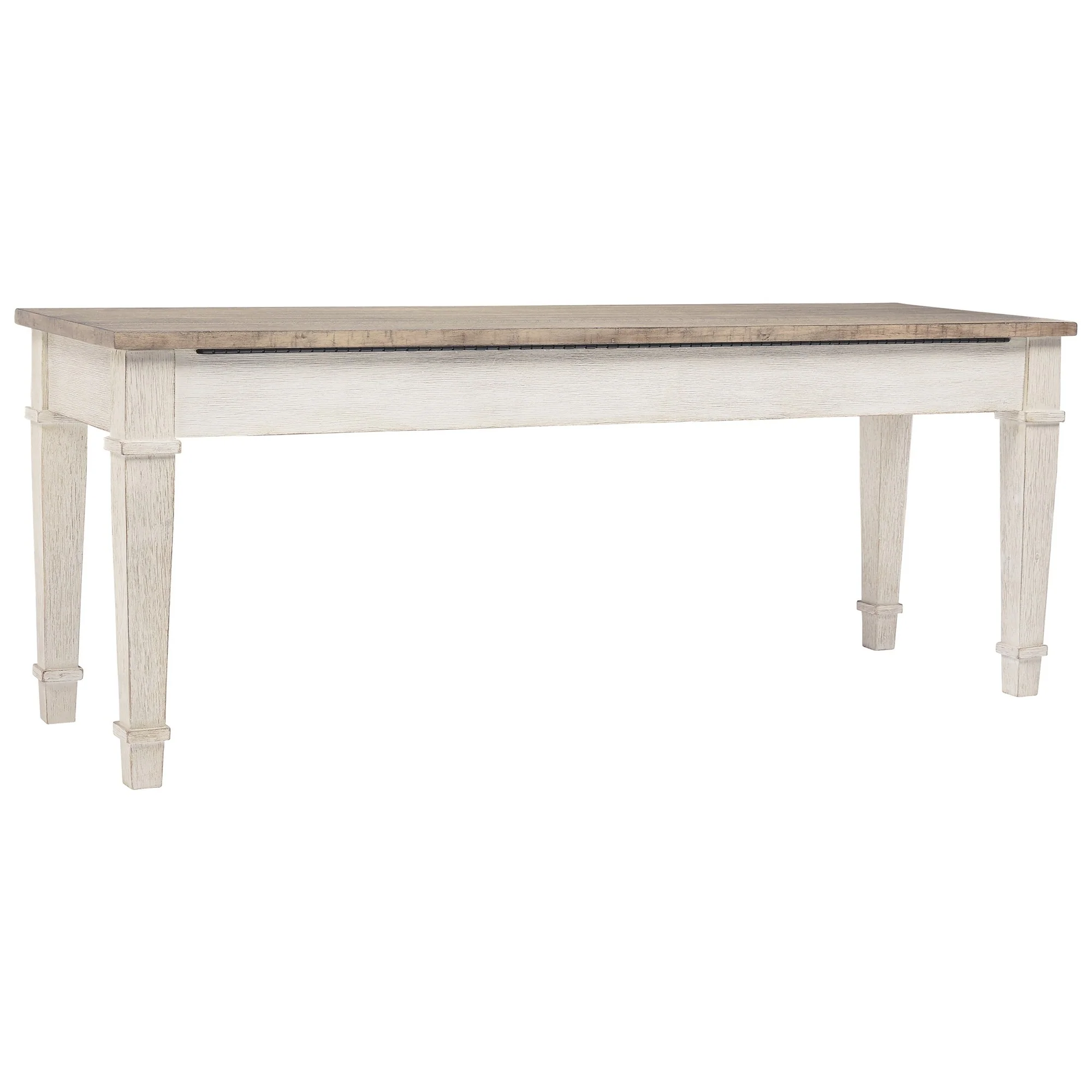 Rectangular Wooden Bench with Under seat Storage, Antique White and Brown By Benzara - Image 4