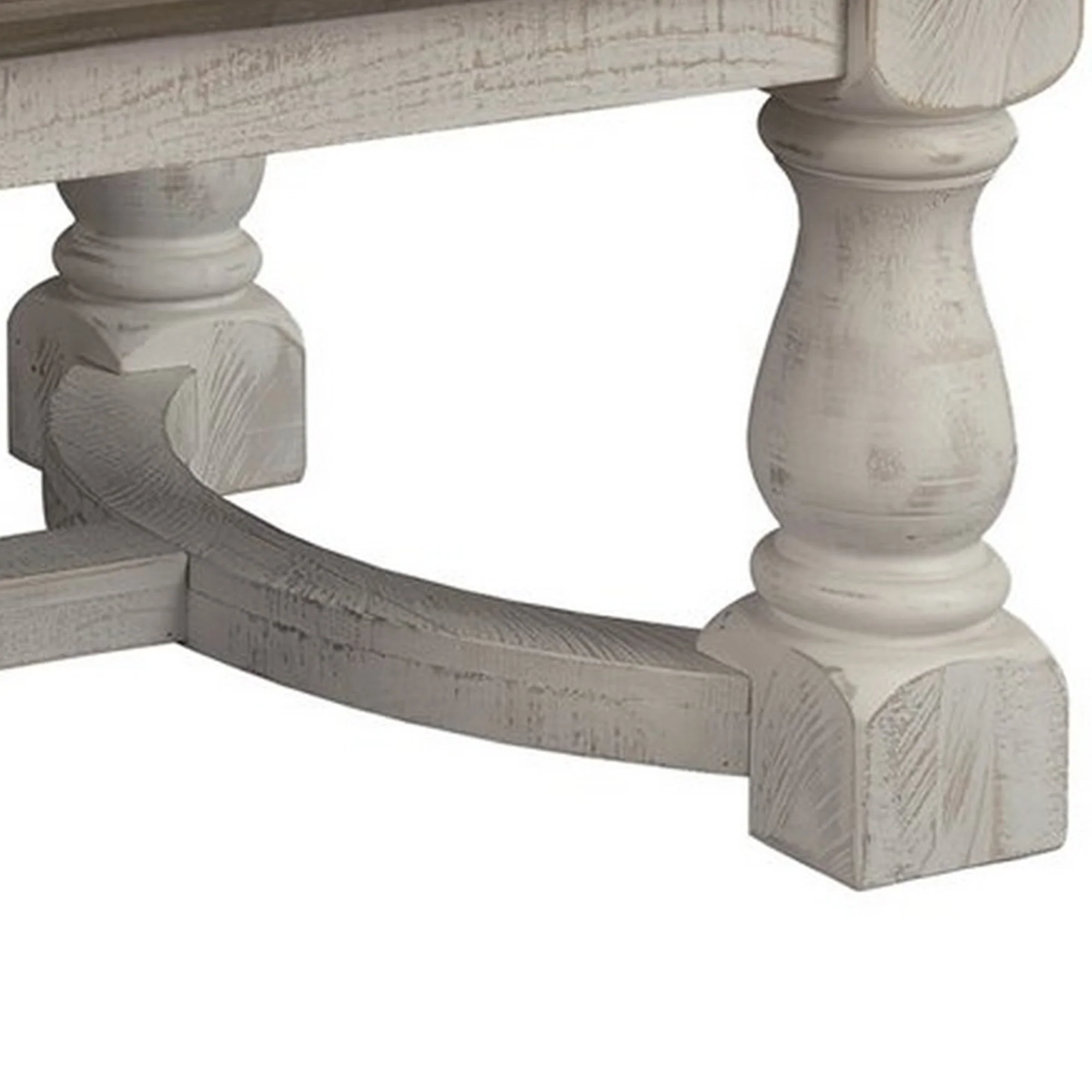 Rectangular Wooden Cocktail Table With Trestle BaseBrown And Antique White By Benzara - Image 4
