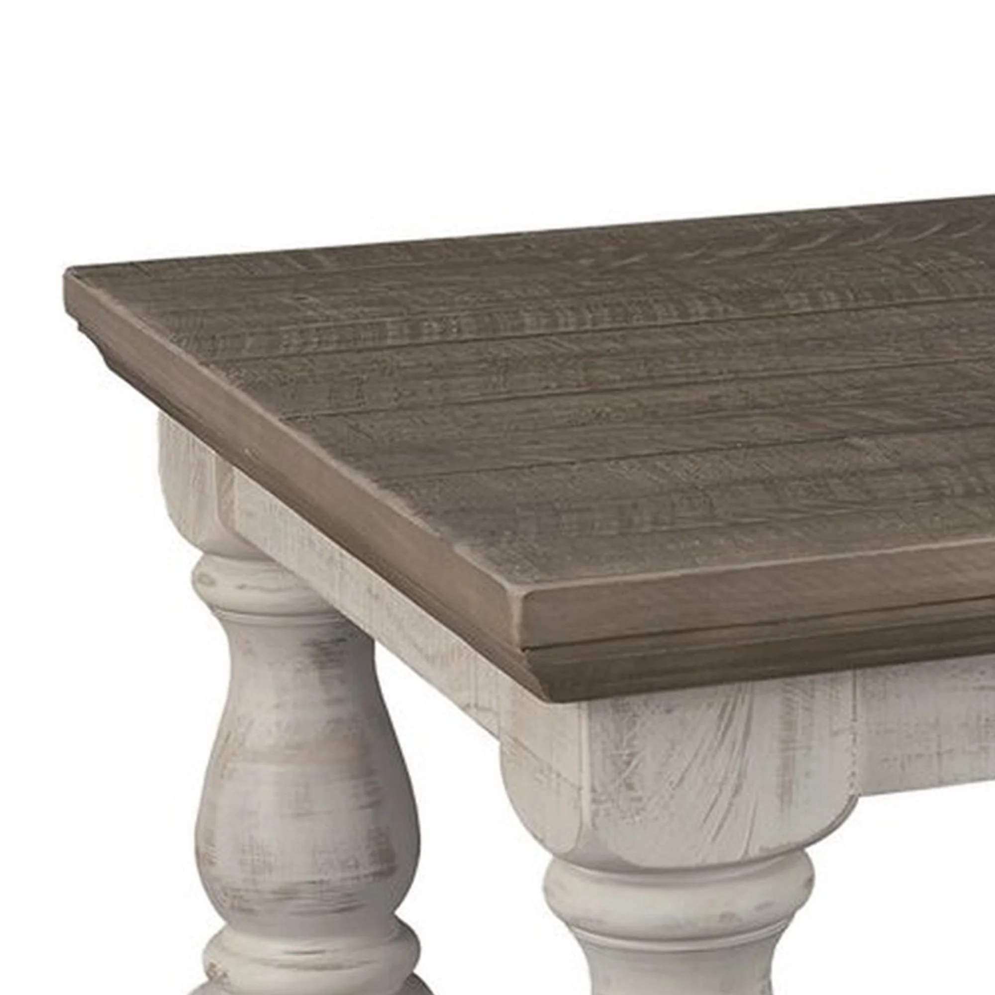 Rectangular Wooden Cocktail Table With Trestle BaseBrown And Antique White By Benzara - Image 5