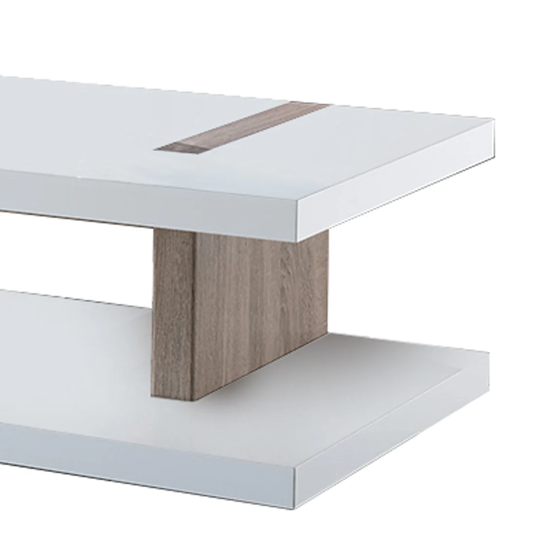 Rectangular Wooden Coffee Table With Sled Base, White And Brown By Benzara - Image 3