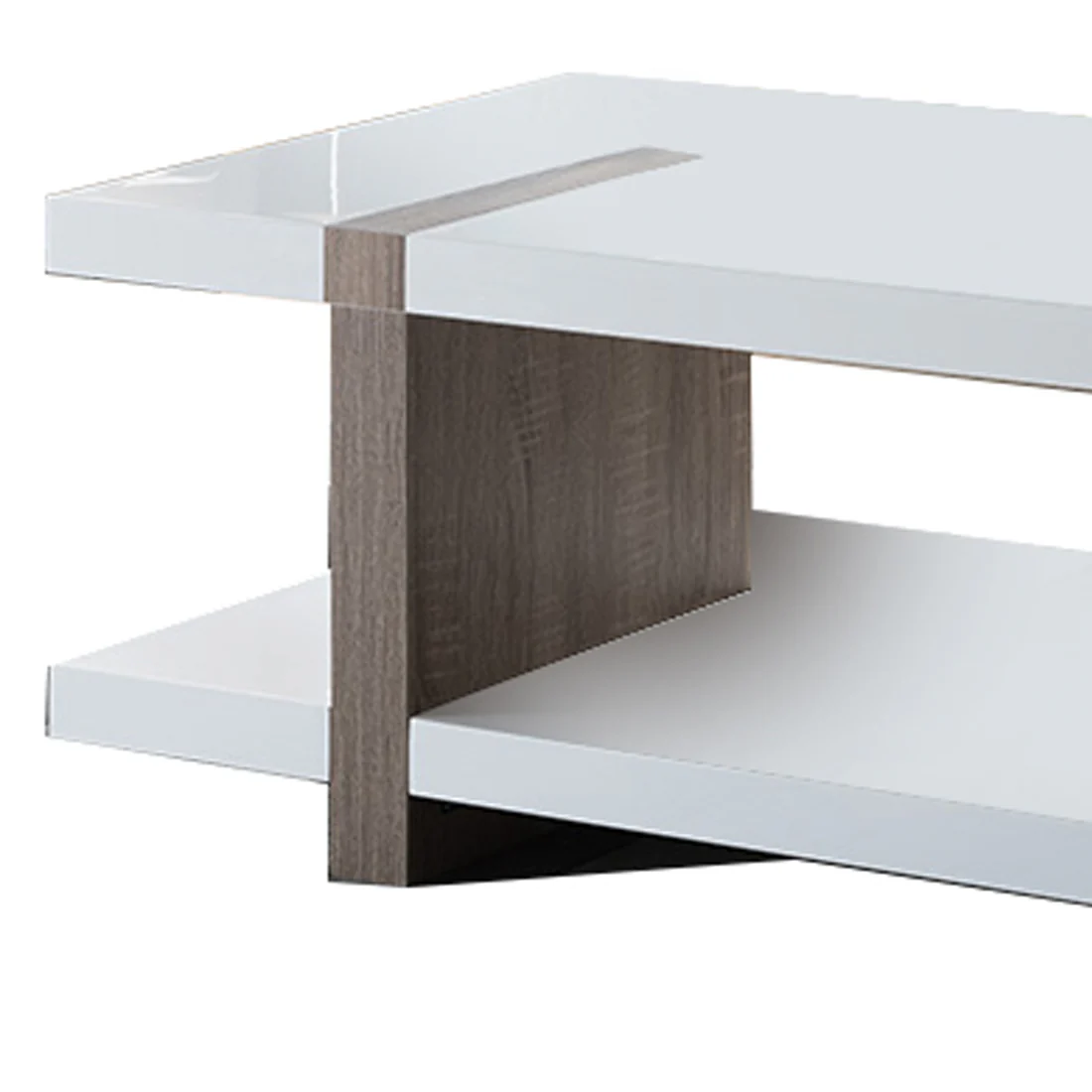 Rectangular Wooden Coffee Table With Sled Base, White And Brown By Benzara - Image 4