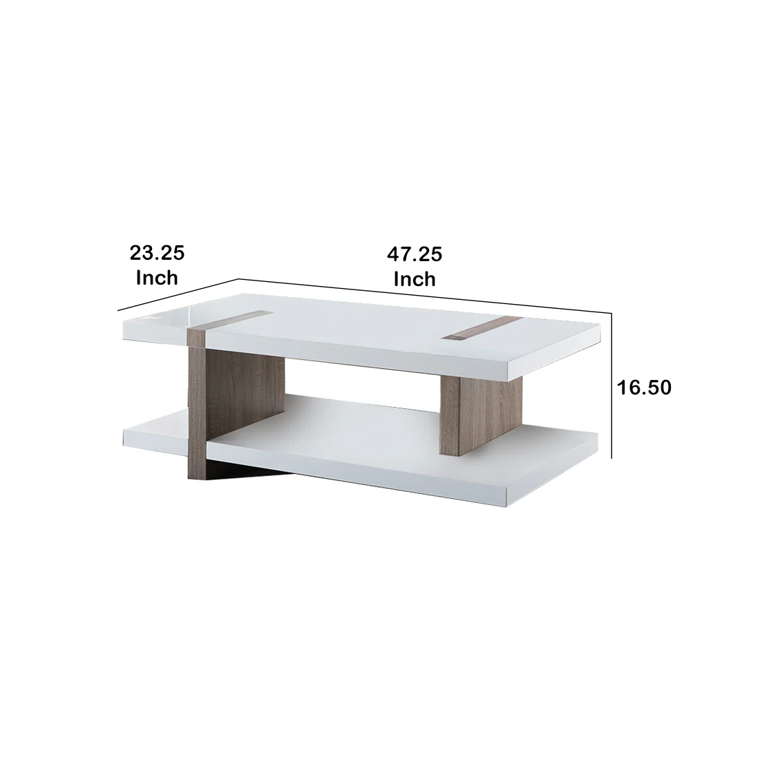 Rectangular Wooden Coffee Table With Sled Base, White And Brown By Benzara - Image 5
