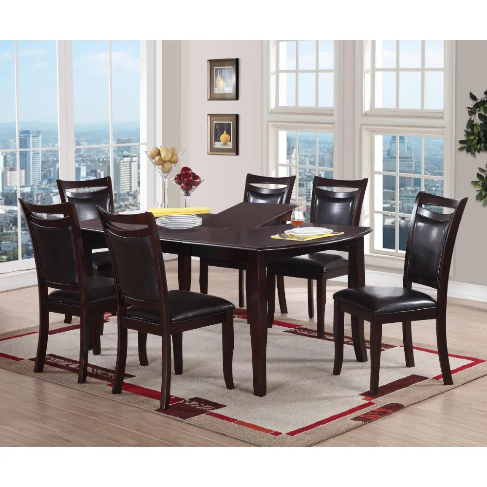 Rectangular Wooden Dining Table With Butterfly Leaf And Tapered Legs, Brown By Benzara - Image 2
