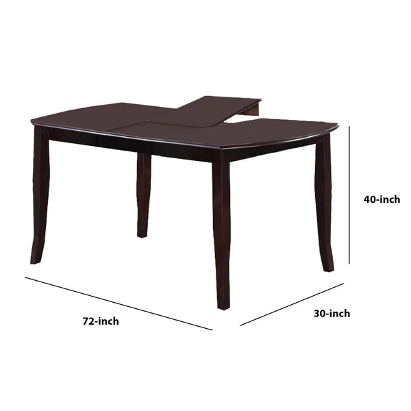 Rectangular Wooden Dining Table With Butterfly Leaf And Tapered Legs, Brown By Benzara - Image 3