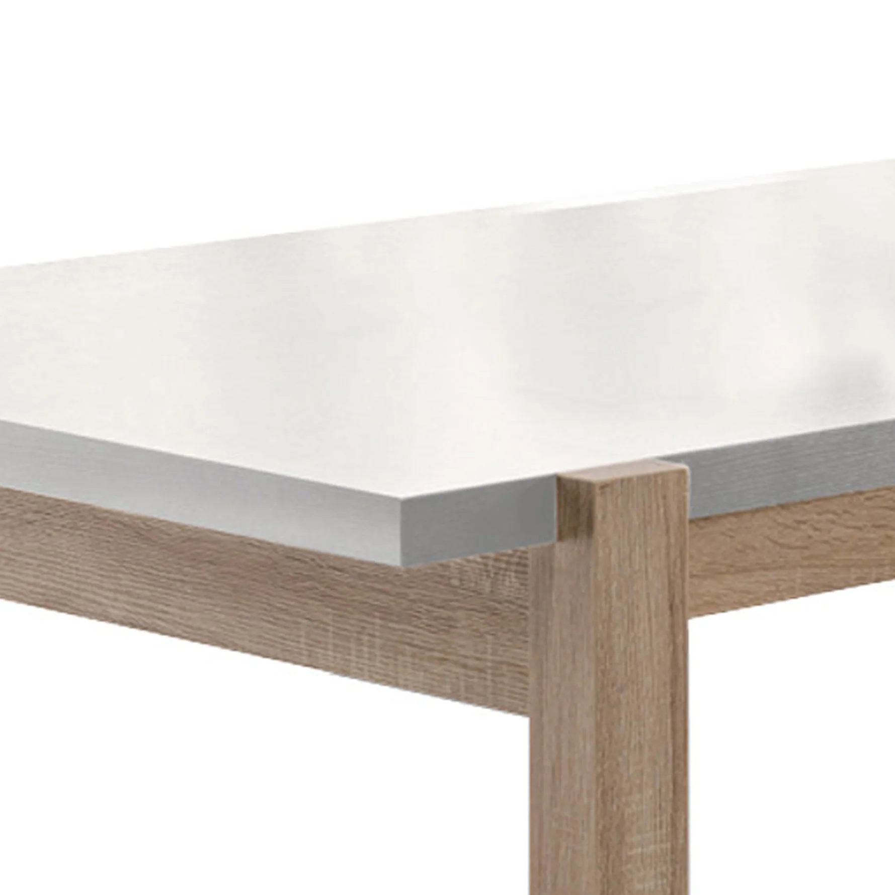 Rectangular Wooden Dining Table With Straight Legs, White And Brown By Benzara - Image 2
