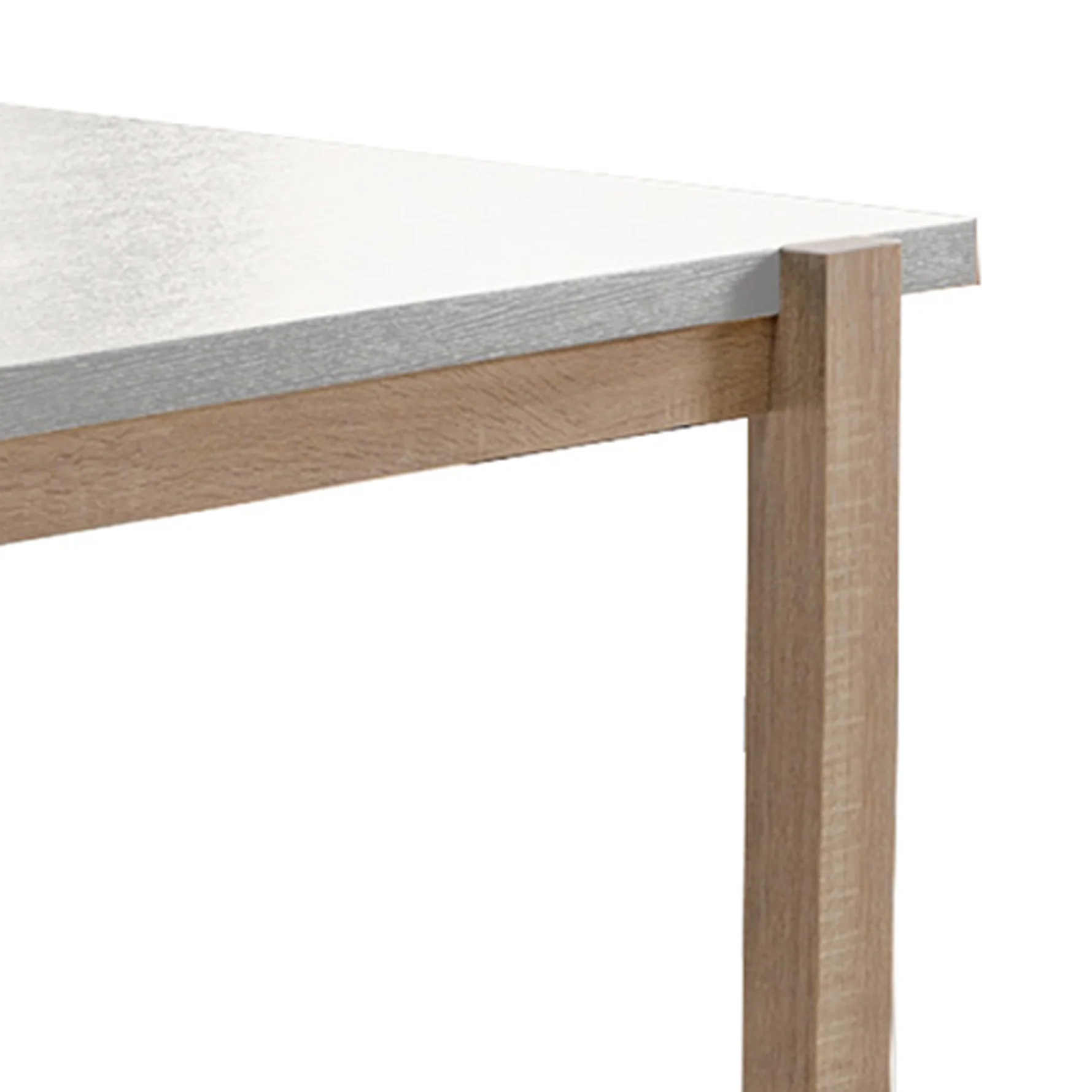 Rectangular Wooden Dining Table With Straight Legs, White And Brown By Benzara - Image 3
