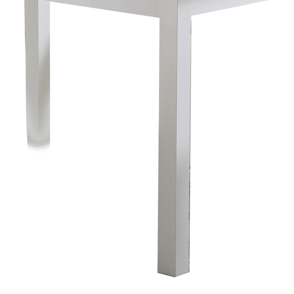 Rectangular Wooden Frame Dining Table With Straight Legs, Glossy White By Benzara - Image 4
