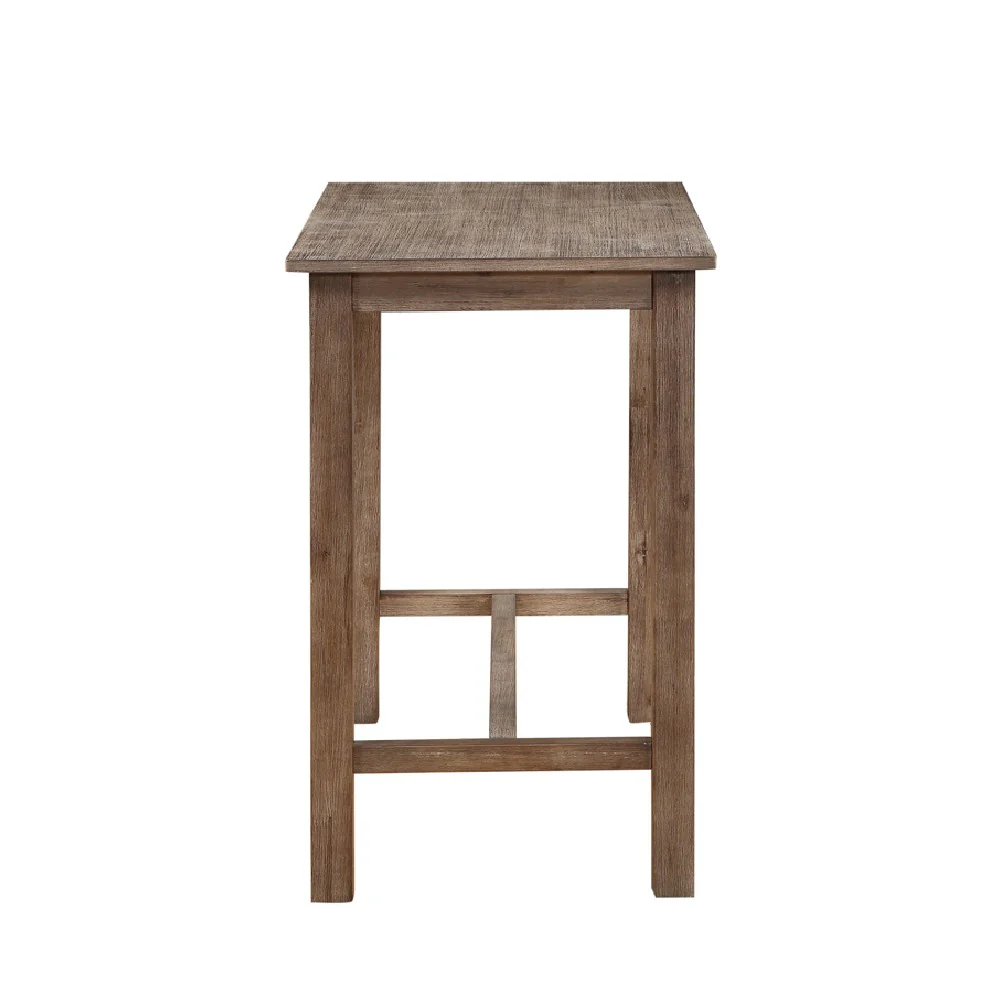 Rectangular Wooden Frame Pub Table With Trestle Base, Oak Brown By Benzara - Image 2