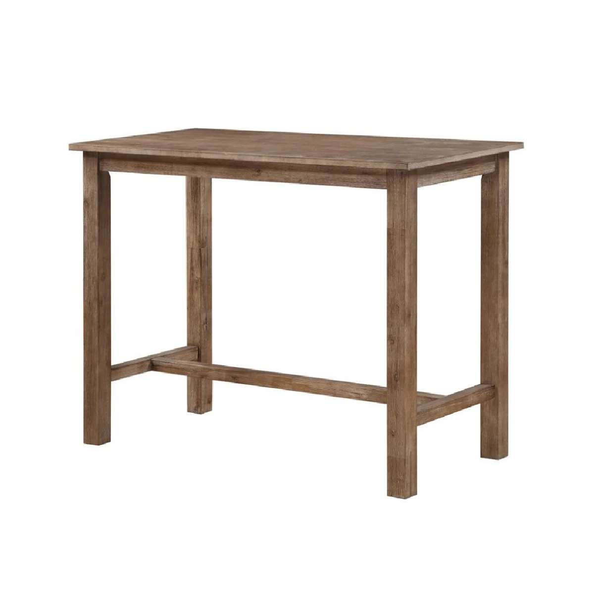 Rectangular Wooden Frame Pub Table With Trestle Base, Oak Brown By Benzara - Image 5