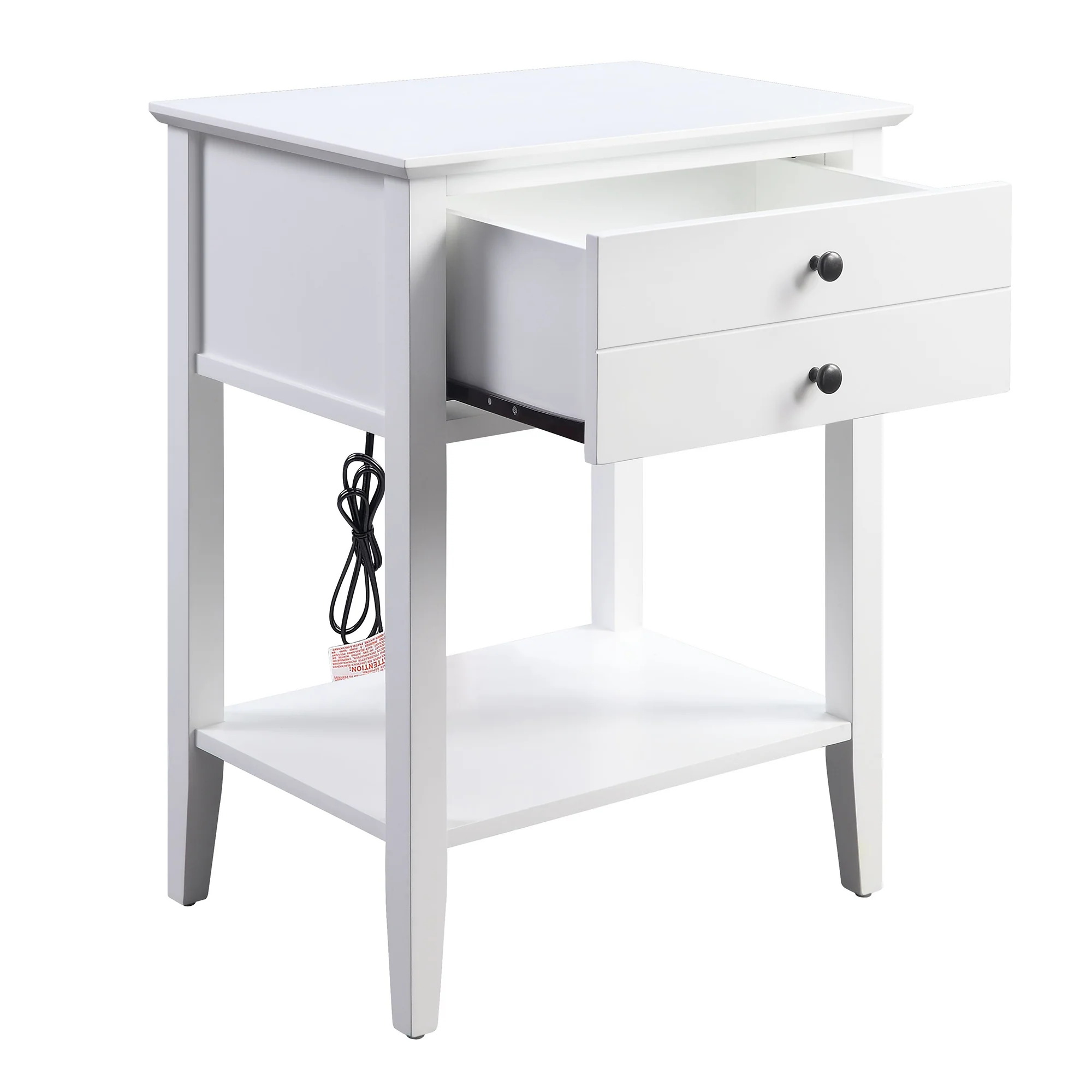 Rectangular Wooden Side Table With 1 Drawer And 1 Bottom Shelf, White By Benzara - Image 4