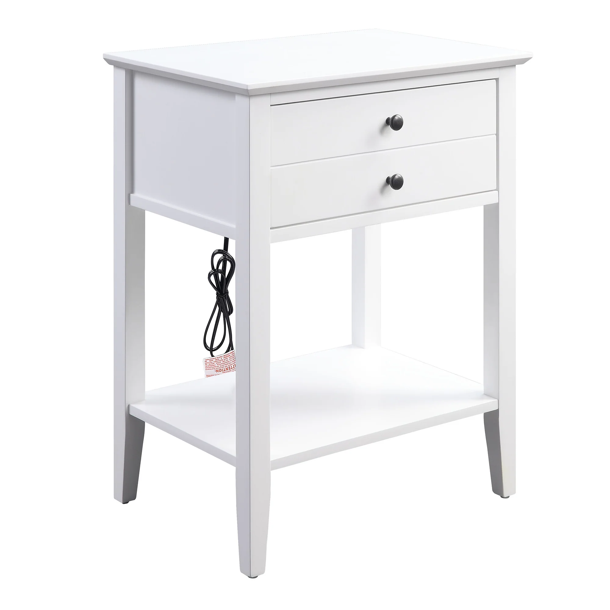 Rectangular Wooden Side Table With 1 Drawer And 1 Bottom Shelf, White By Benzara - Image 5