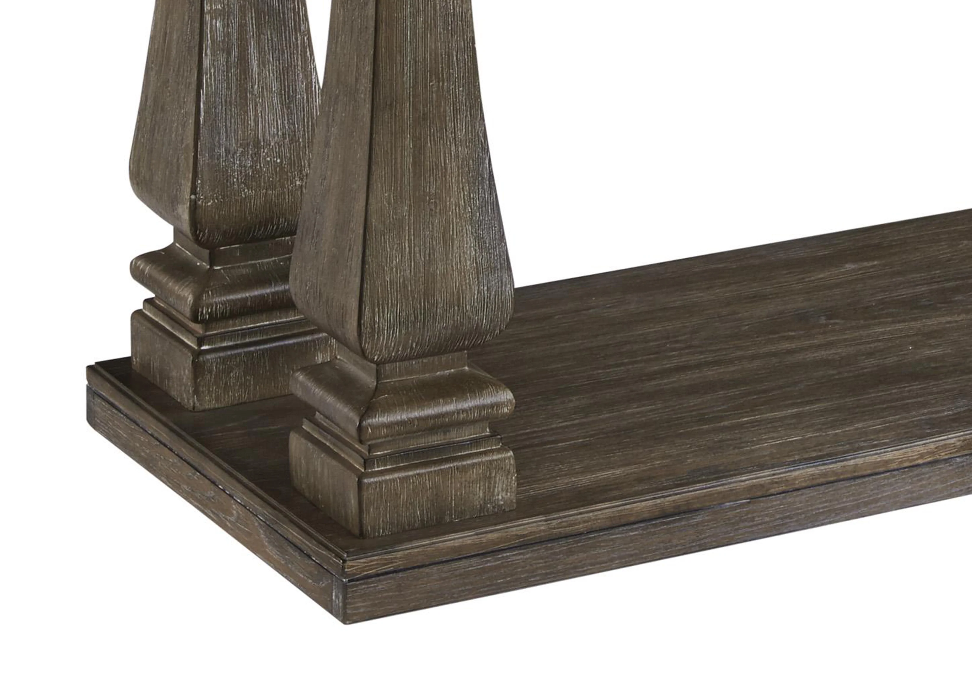 Rectangular Wooden Sofa Table with Square Baluster Legs, Taupe Brown By Benzara - Image 2