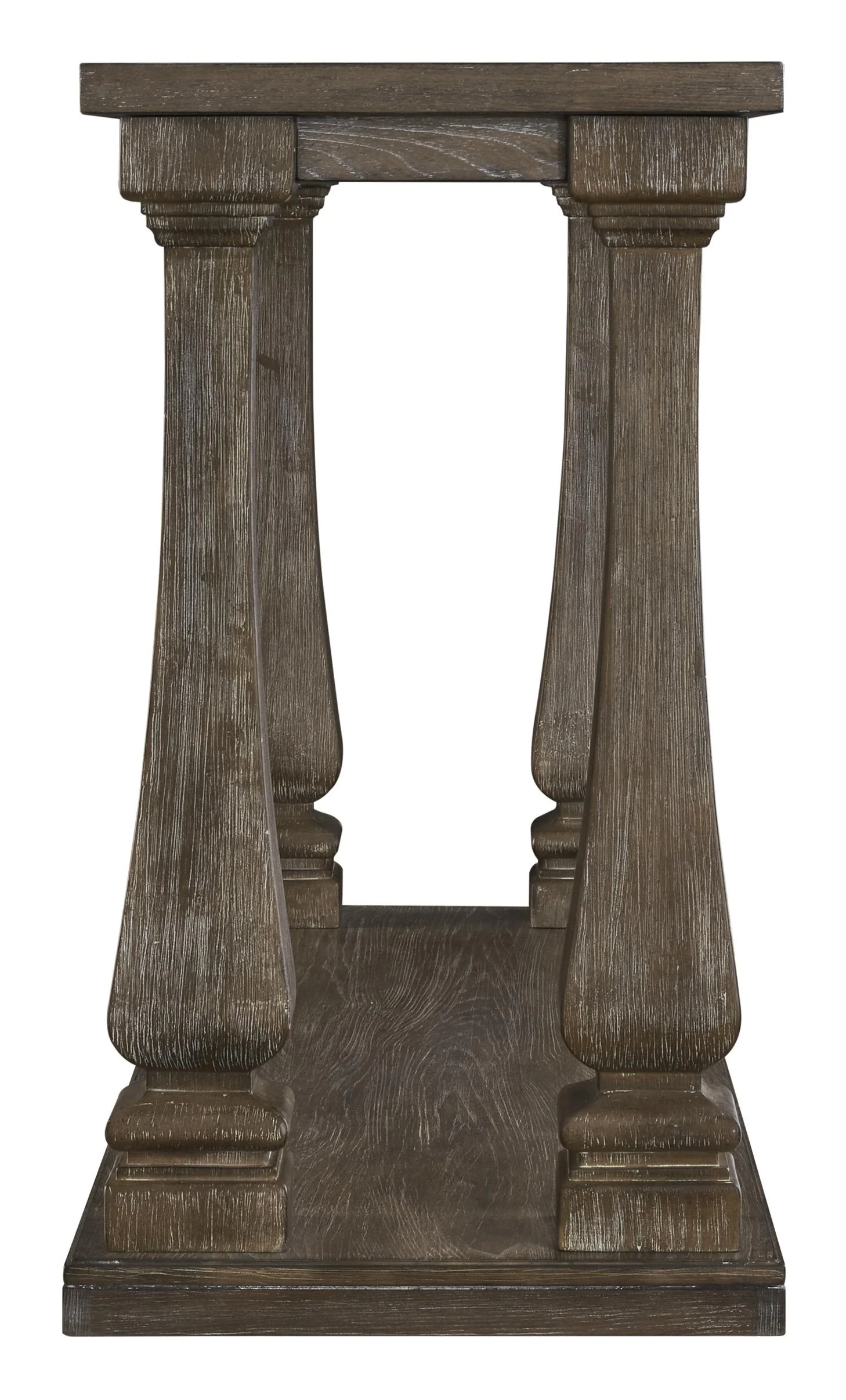 Rectangular Wooden Sofa Table with Square Baluster Legs, Taupe Brown By Benzara - Image 4