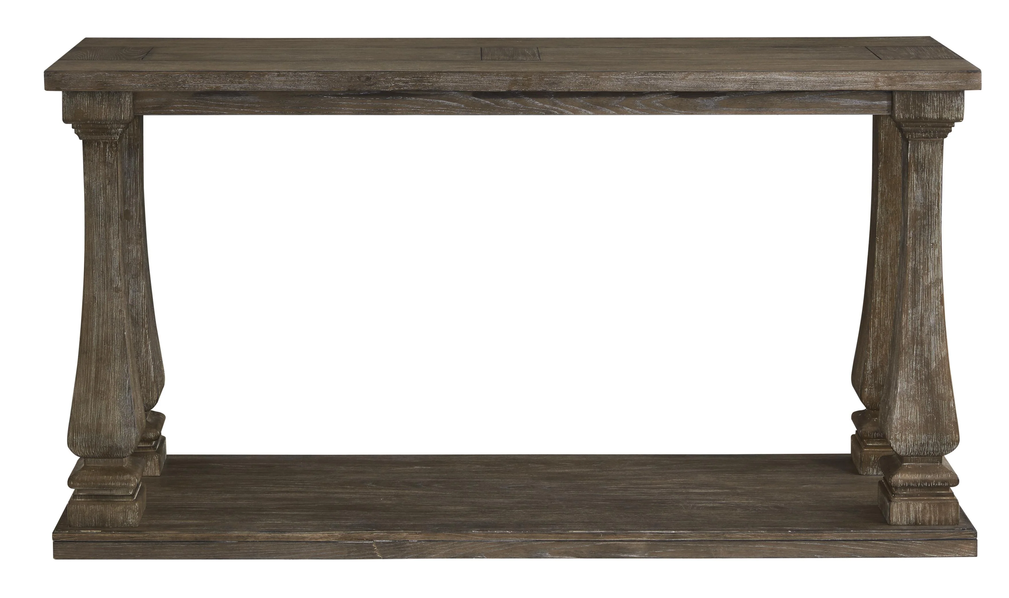 Rectangular Wooden Sofa Table with Square Baluster Legs, Taupe Brown By Benzara - Image 5
