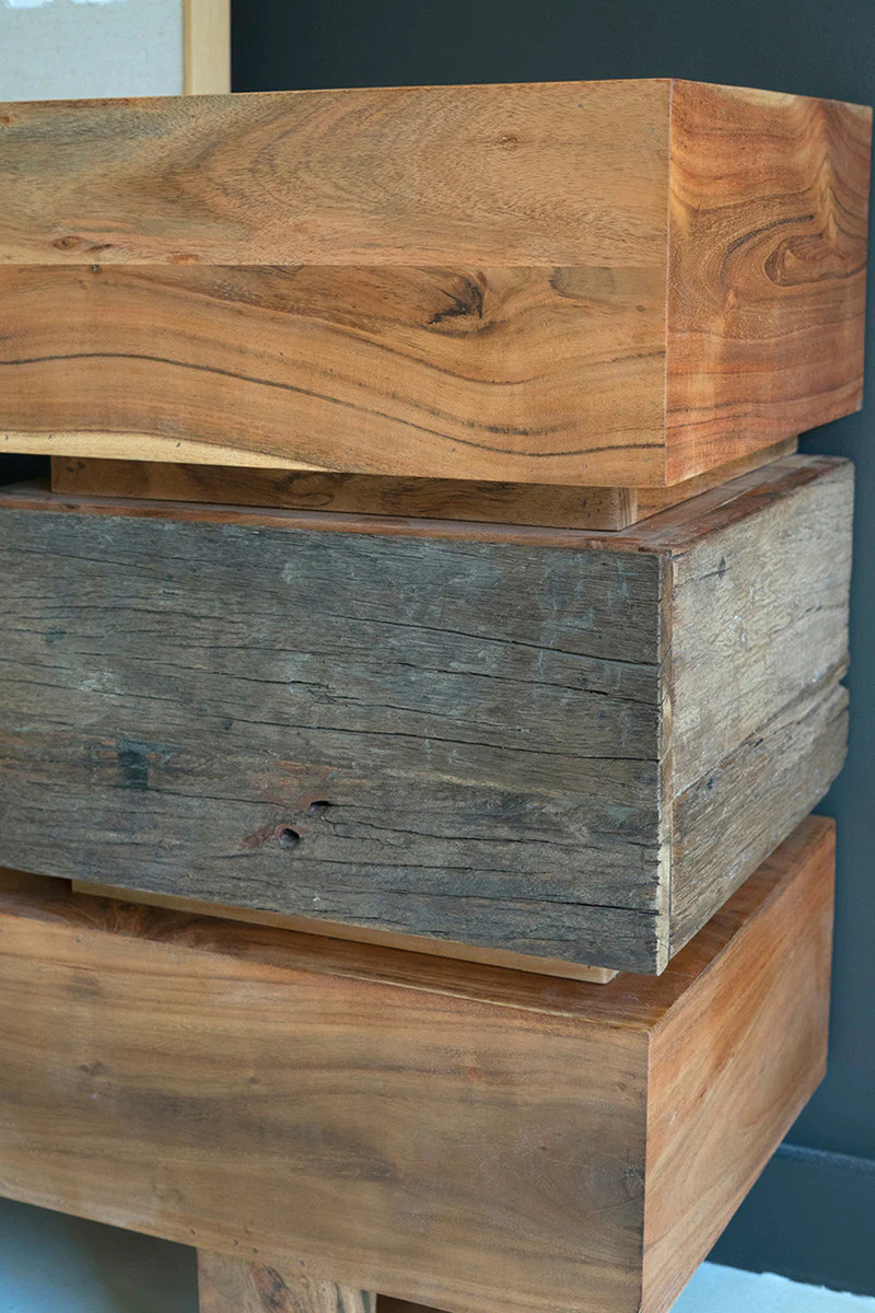 Recycled And Acacia Wood Console Table With Two Drawers By Kalalou - Image 3