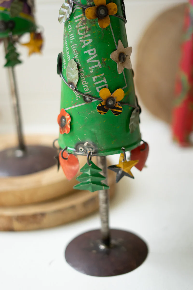 Recycled Iron Christmas Trees Set Of 2 By Kalalou - Image 3