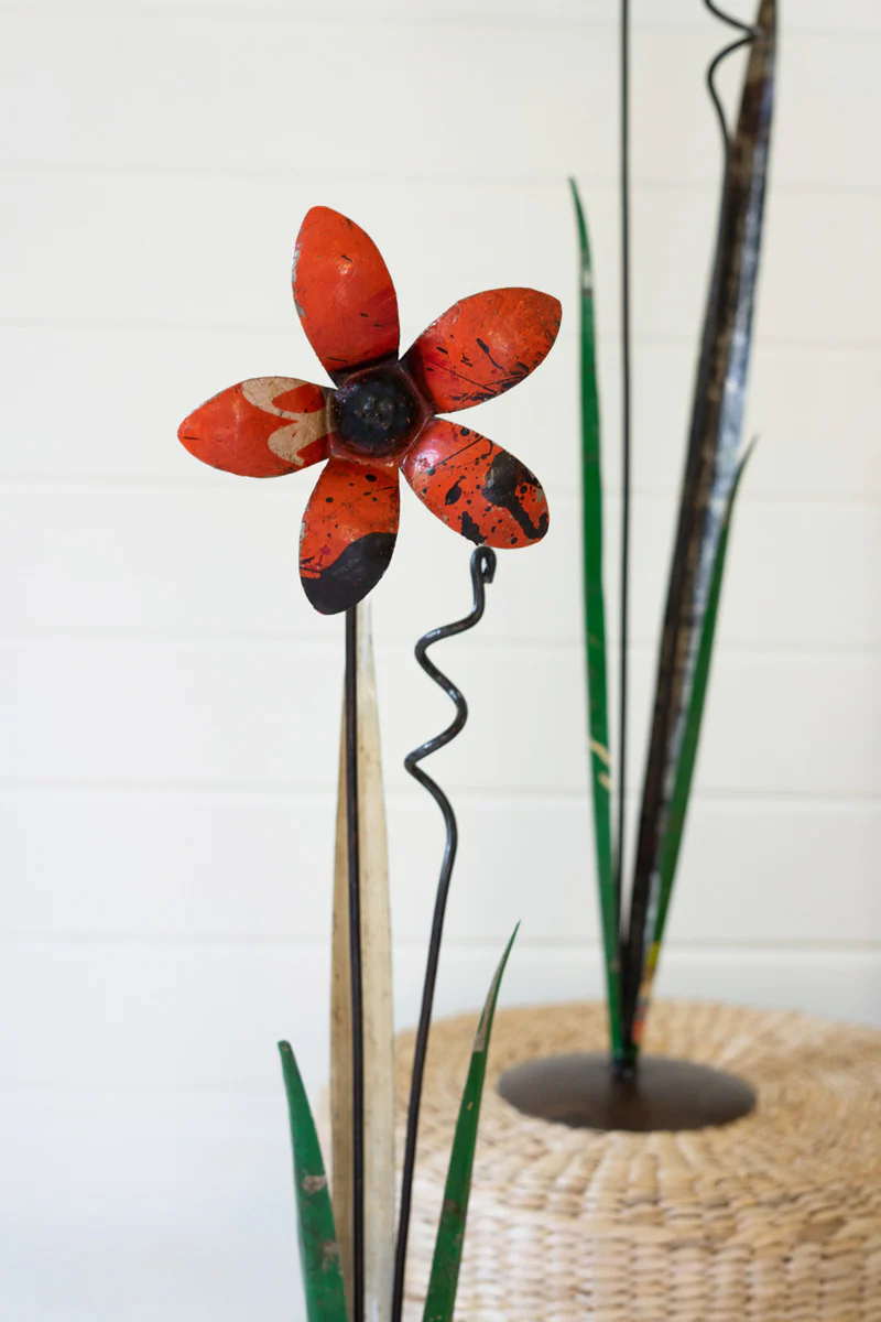 Recycled Iron Flowers Set Of 3 By Kalalou - Image 2