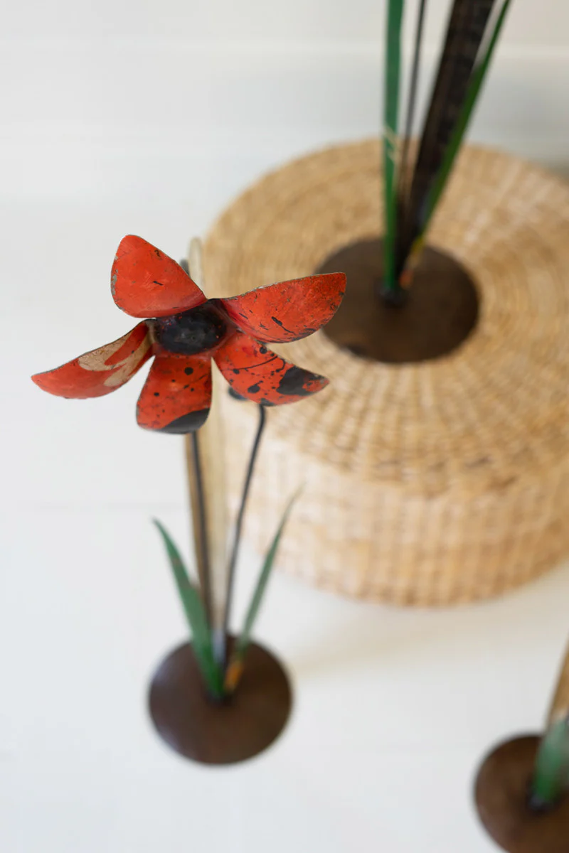 Recycled Iron Flowers Set Of 3 By Kalalou - Image 3