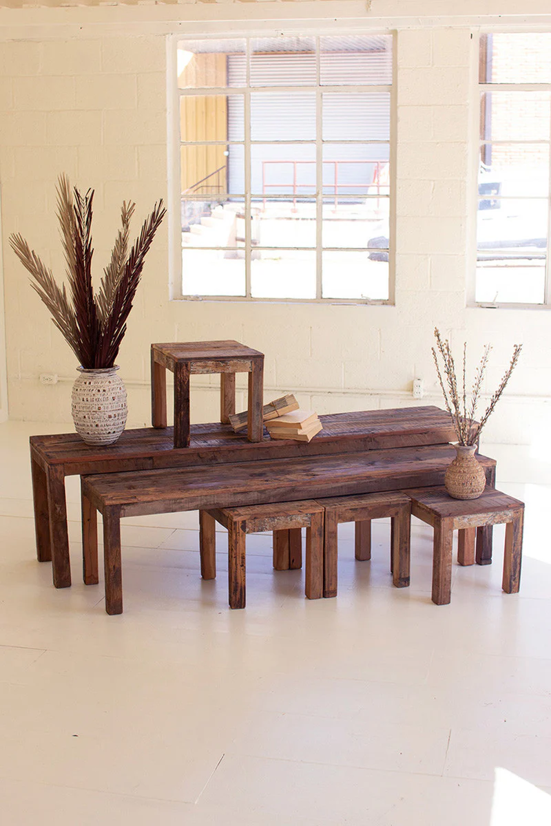 Recycled Wood Benches Set Of 6 By Kalalou - Image 3