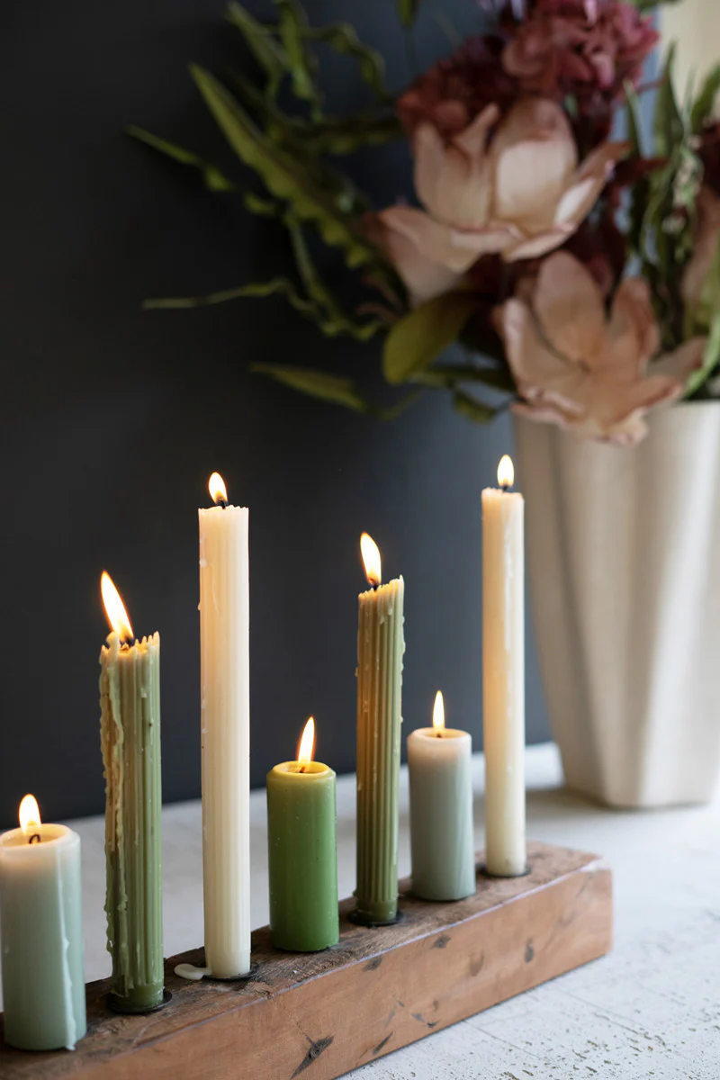 Recycled Wood Nine Taper Candelabra By Kalalou - Image 2
