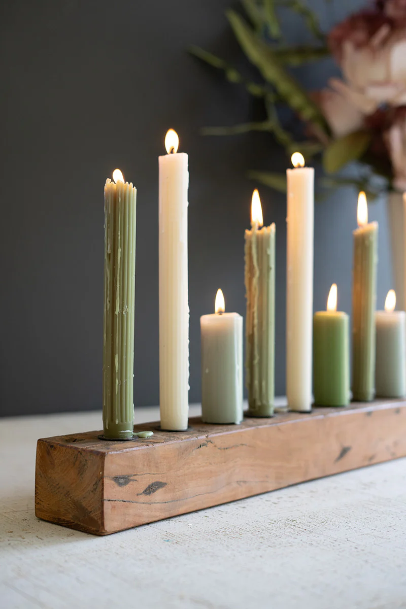 Recycled Wood Nine Taper Candelabra By Kalalou - Image 3