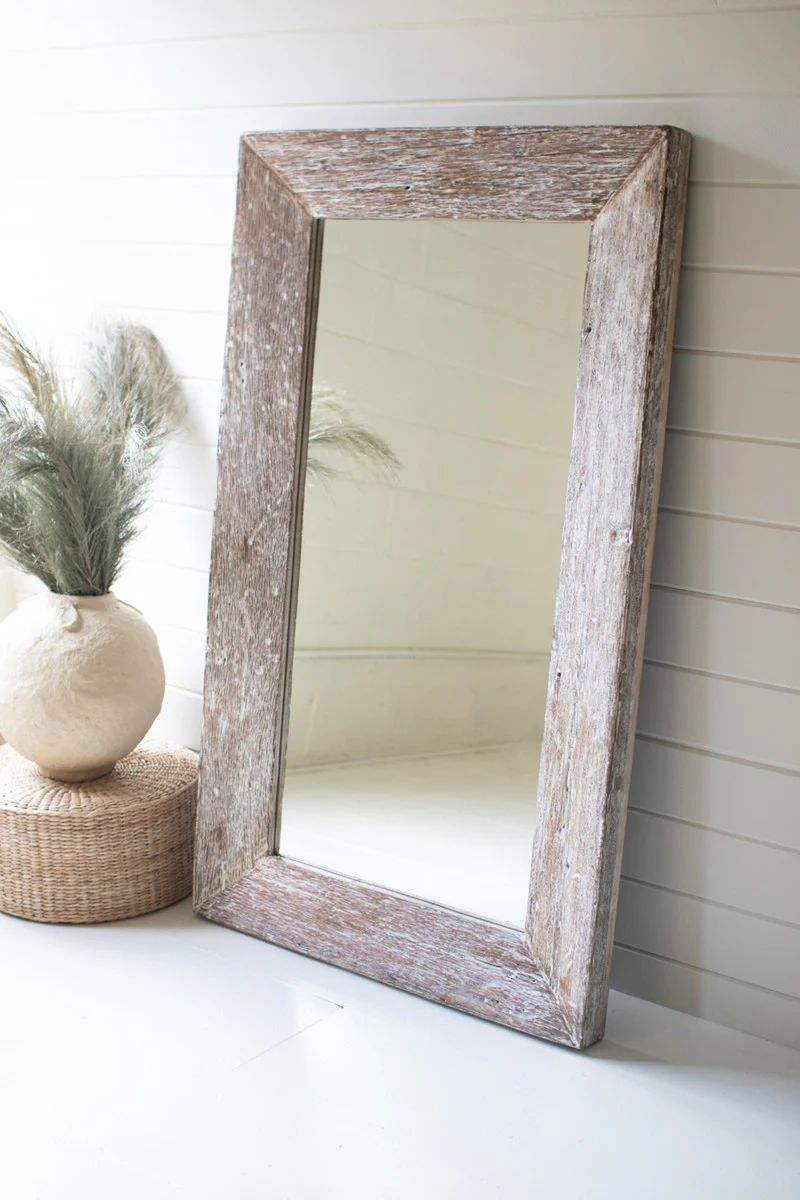 Recycled Wood - Tapper Mirror - Whitewash By Kalalou - Image 2