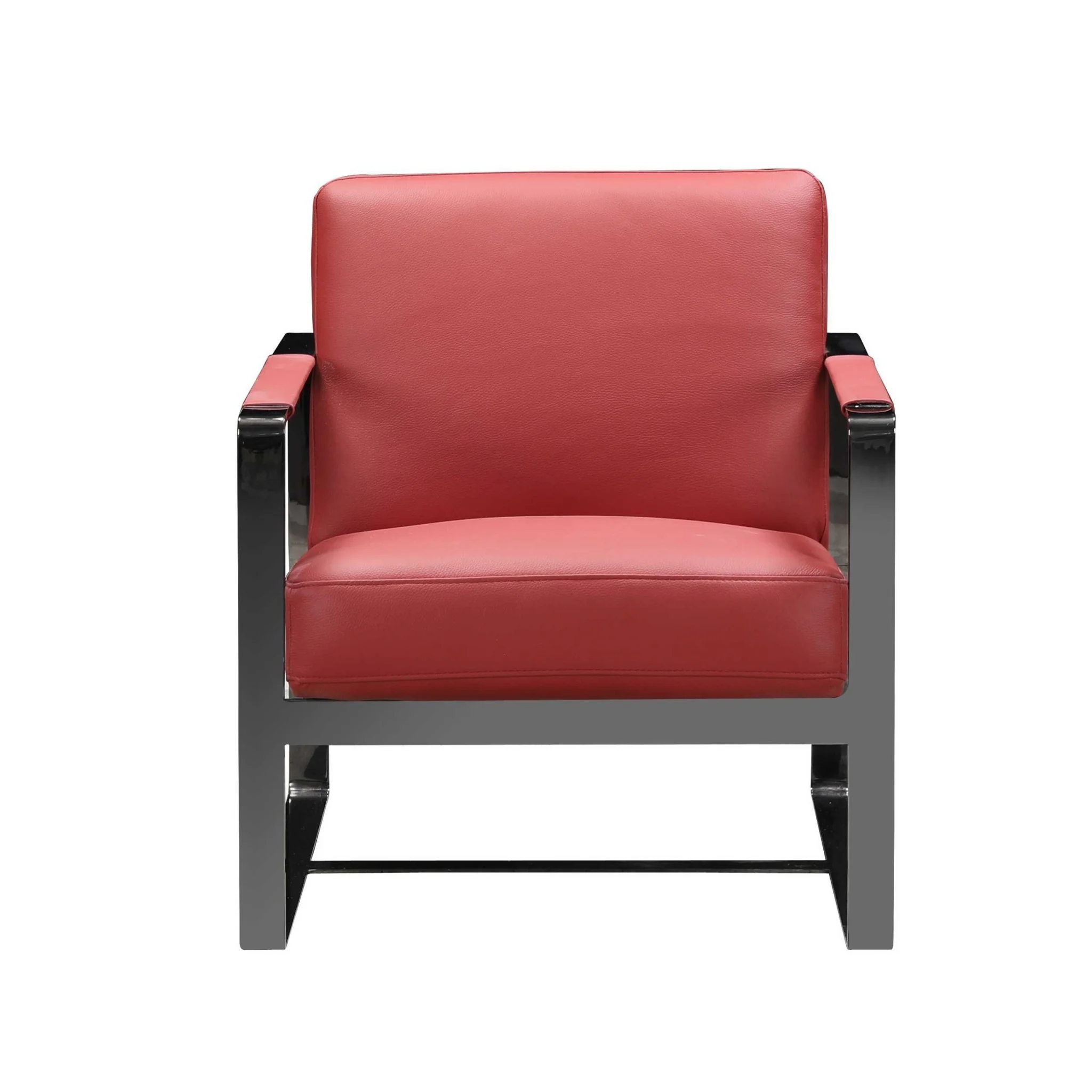 Red And Black Genuine Leather Arm Chair By Homeroots - Image 2