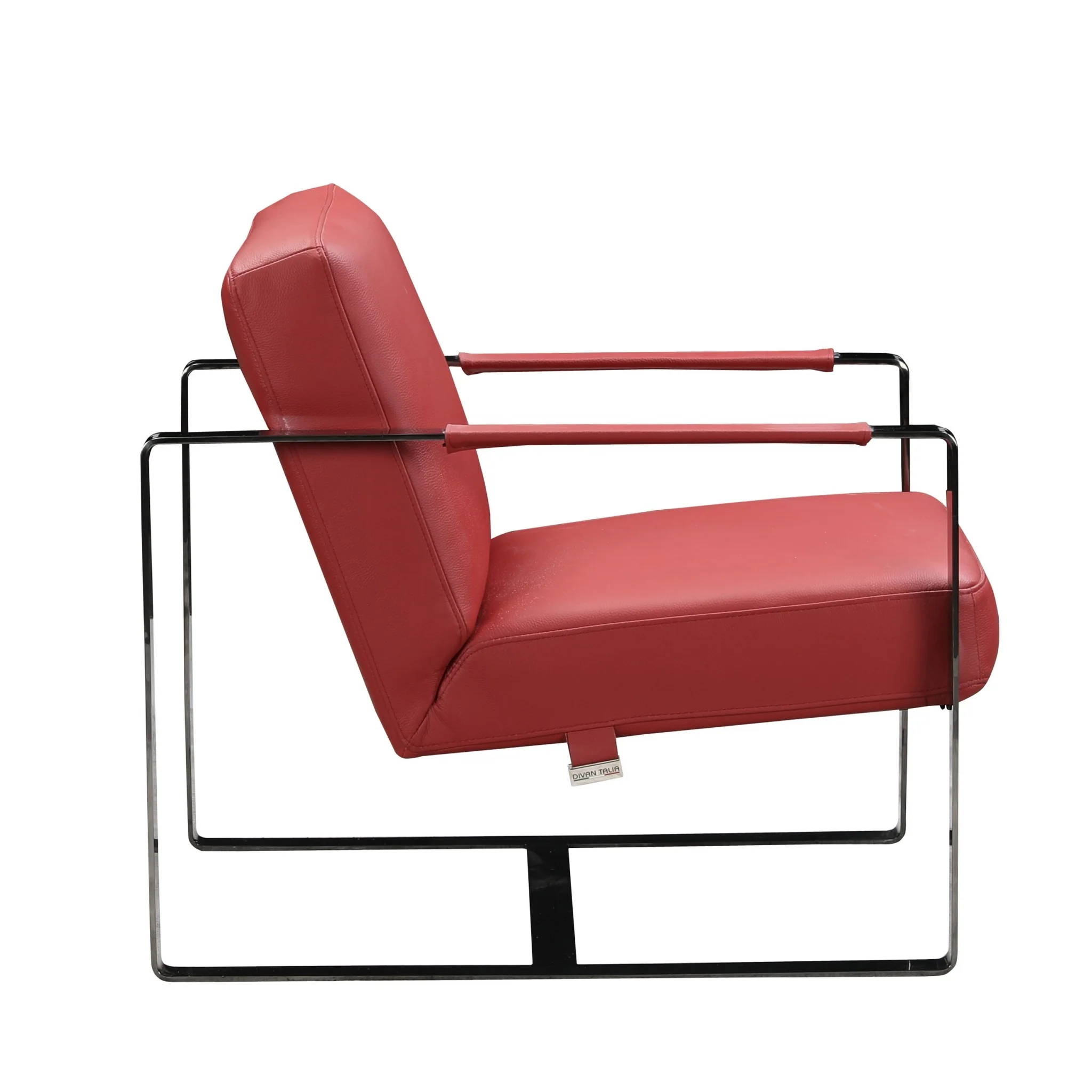 Red And Black Genuine Leather Arm Chair By Homeroots - Image 3