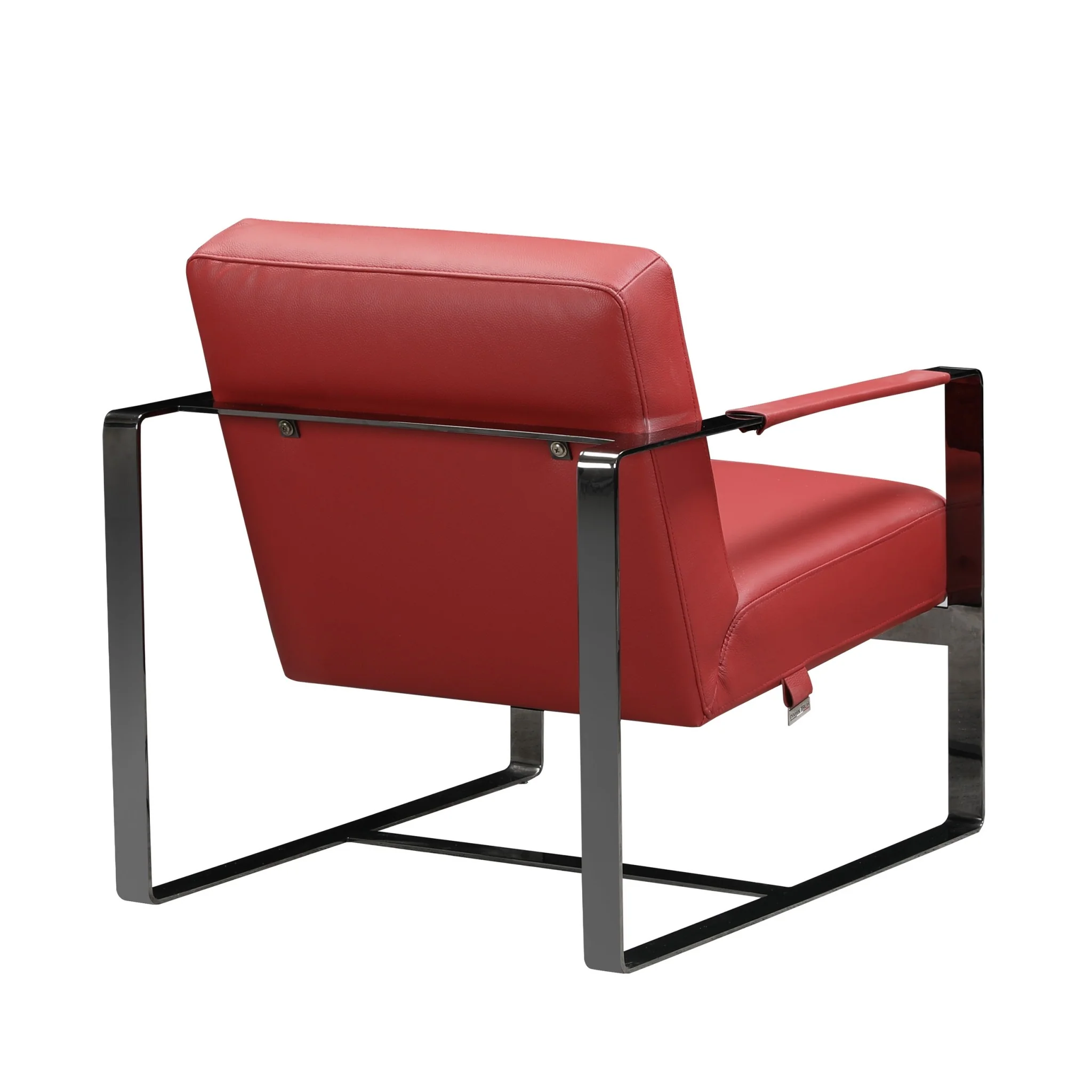 Red And Black Genuine Leather Arm Chair By Homeroots - Image 4