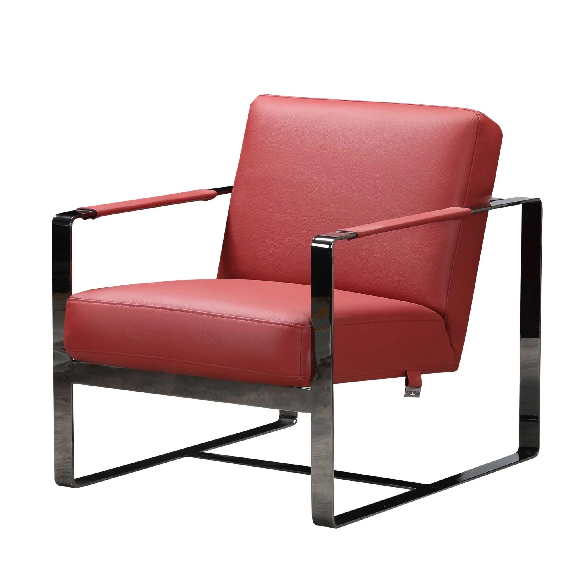 Red And Black Genuine Leather Arm Chair By Homeroots - Image 6