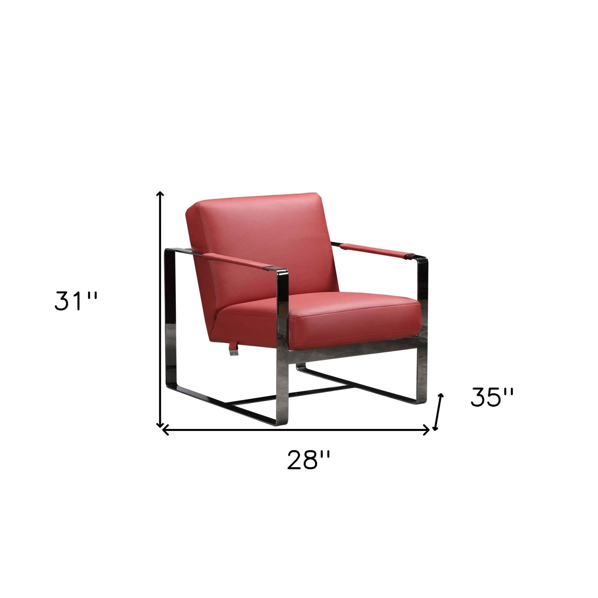 Red And Black Genuine Leather Arm Chair By Homeroots - Image 8