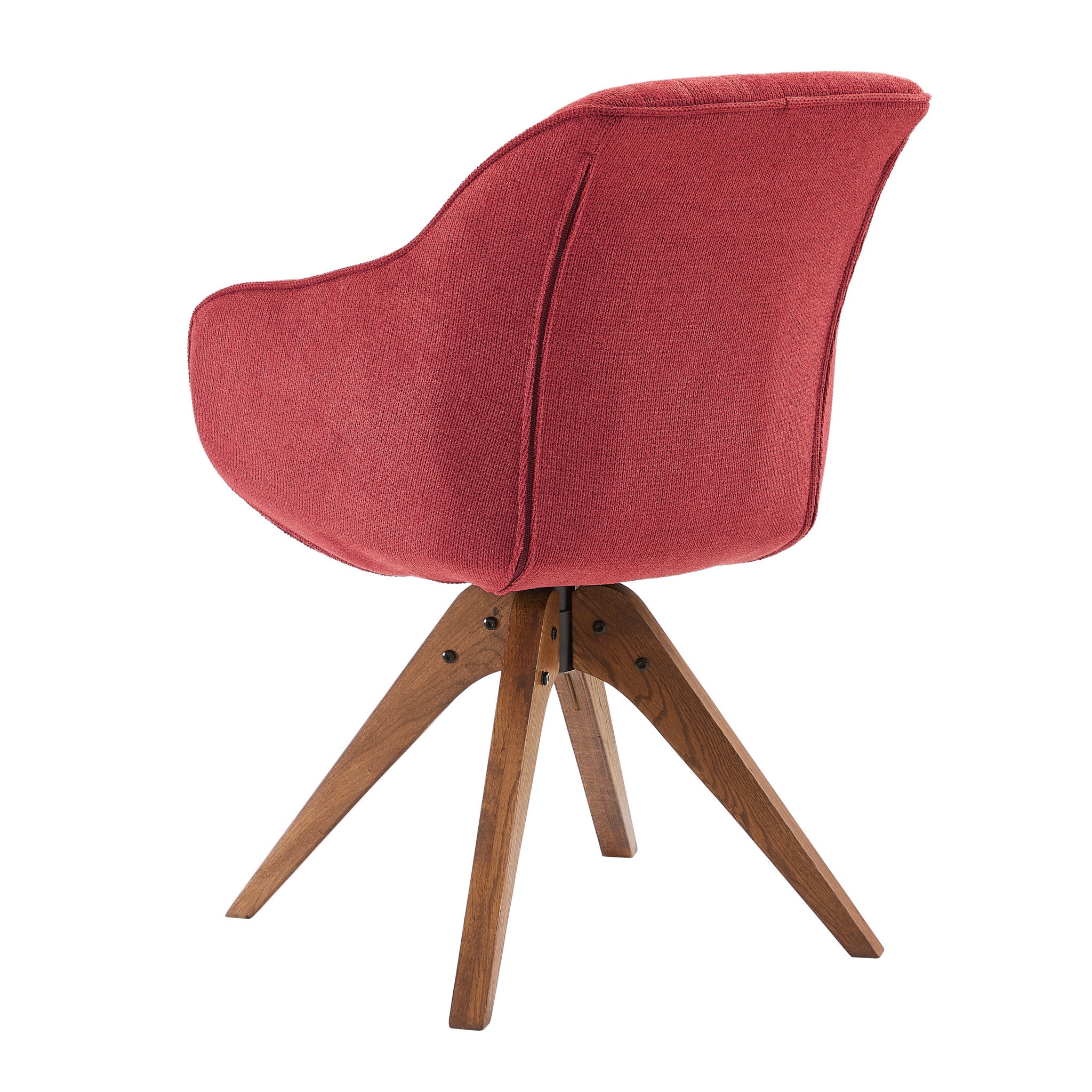 Red And Natural Tufted Fabric Swivel Arm Chair By Homeroots - Image 2