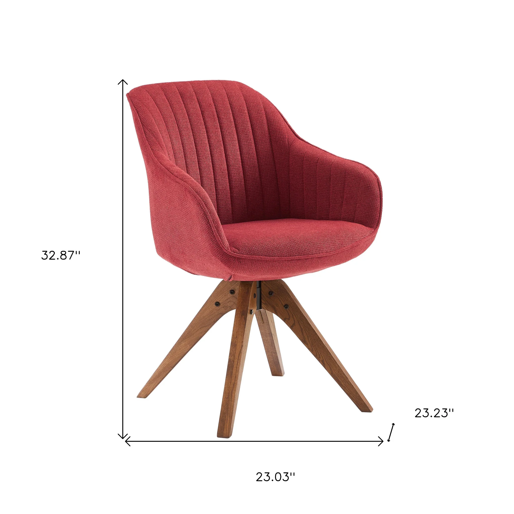 Red And Natural Tufted Fabric Swivel Arm Chair By Homeroots - Image 6
