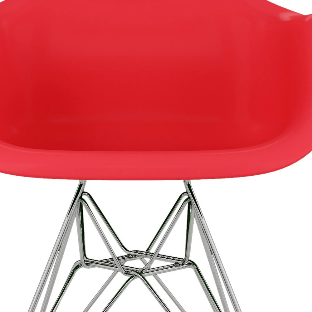 Red And Silver Heavy Duty Plastic Dining Arm Chair By Homeroots - Image 5