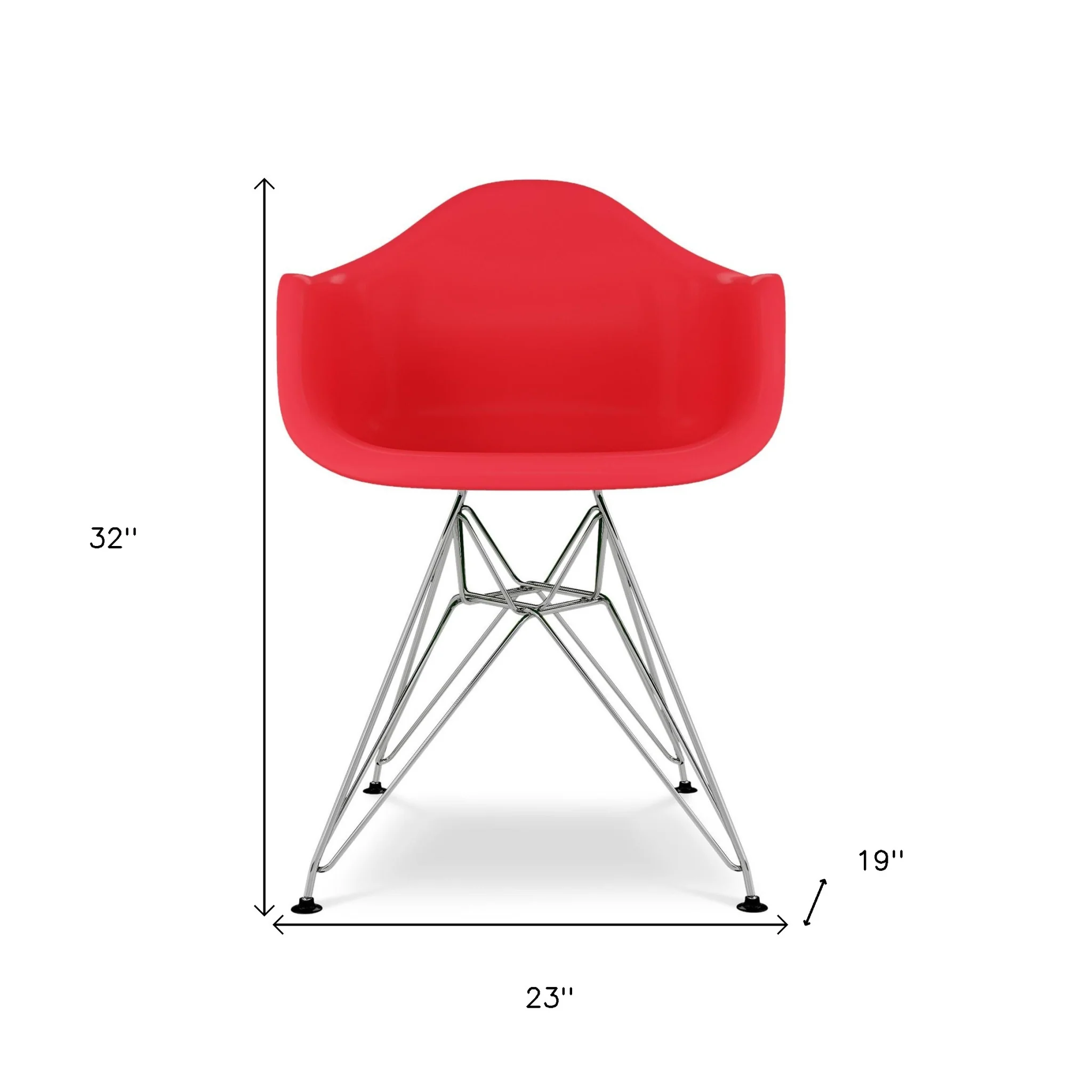 Red And Silver Heavy Duty Plastic Dining Arm Chair By Homeroots - Image 7