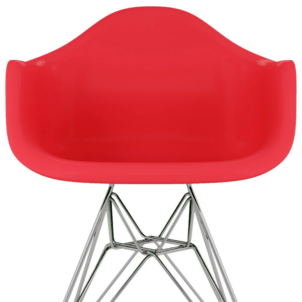 Red And Silver Heavy Duty Plastic Dining Arm Chair By Homeroots - Image 8